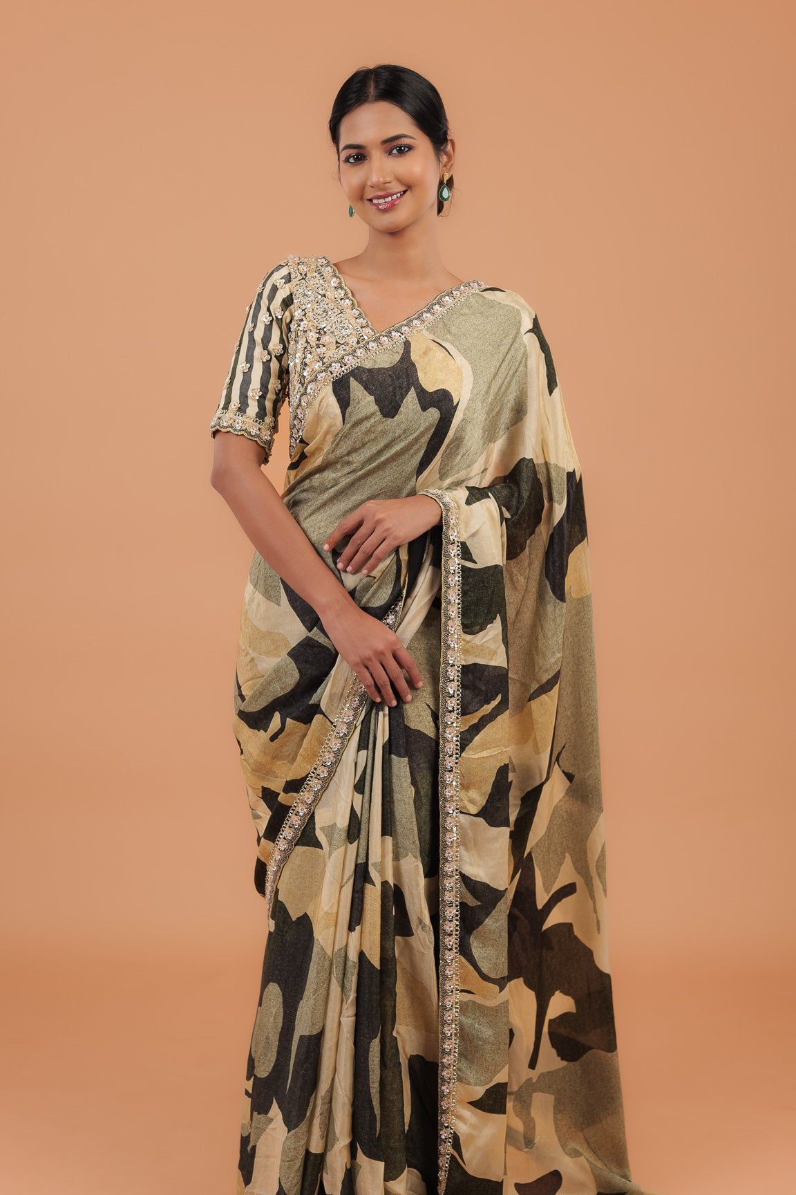 Printed Satin Saree - Mokshaa