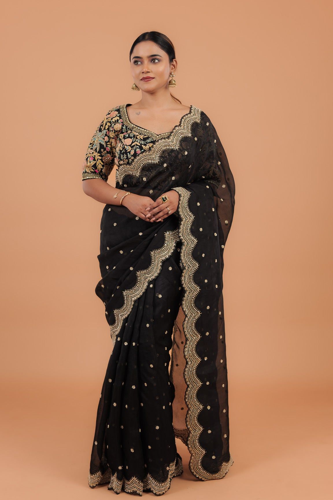 Black Organza Saree - Mokshaa