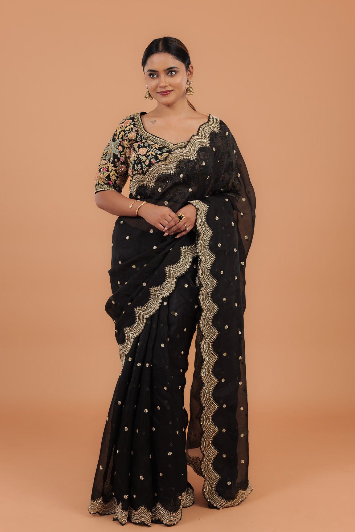 Black Organza Saree - Mokshaa