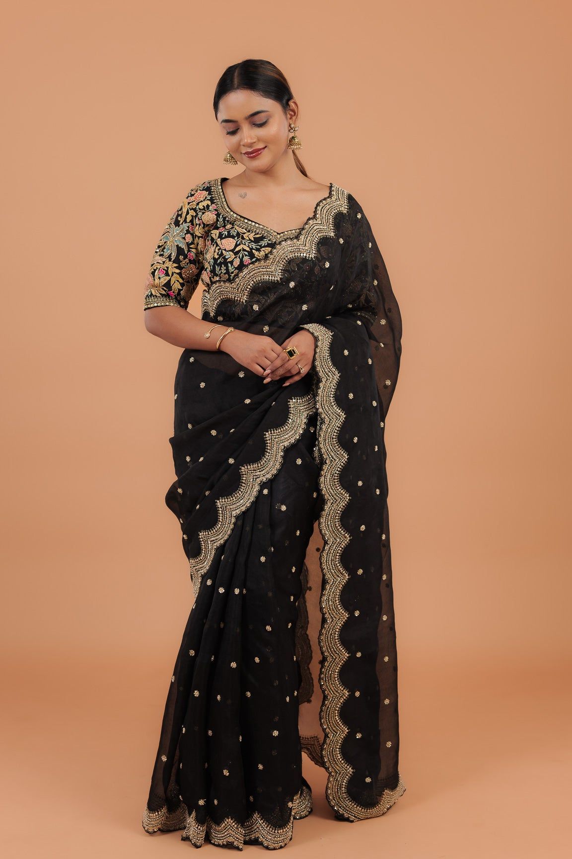 Black Organza Saree - Mokshaa