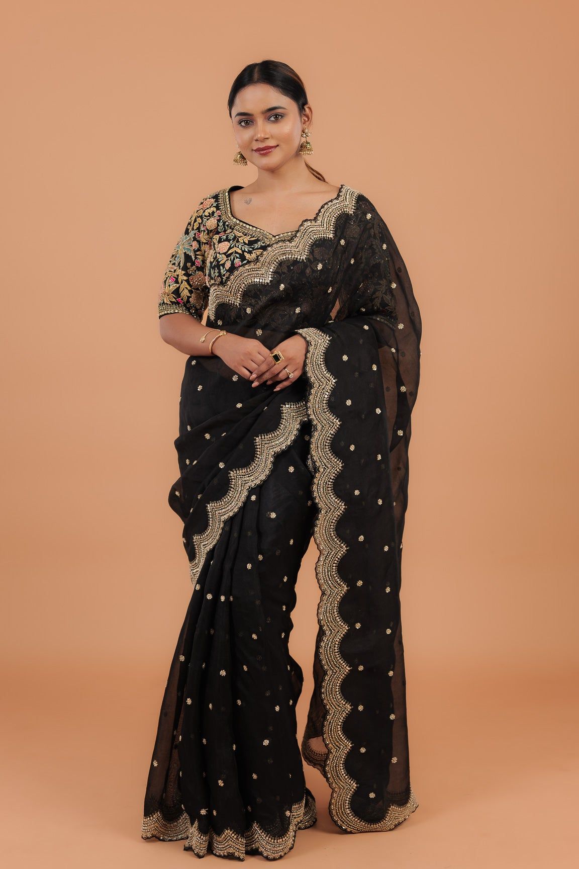 Black Organza Saree - Mokshaa