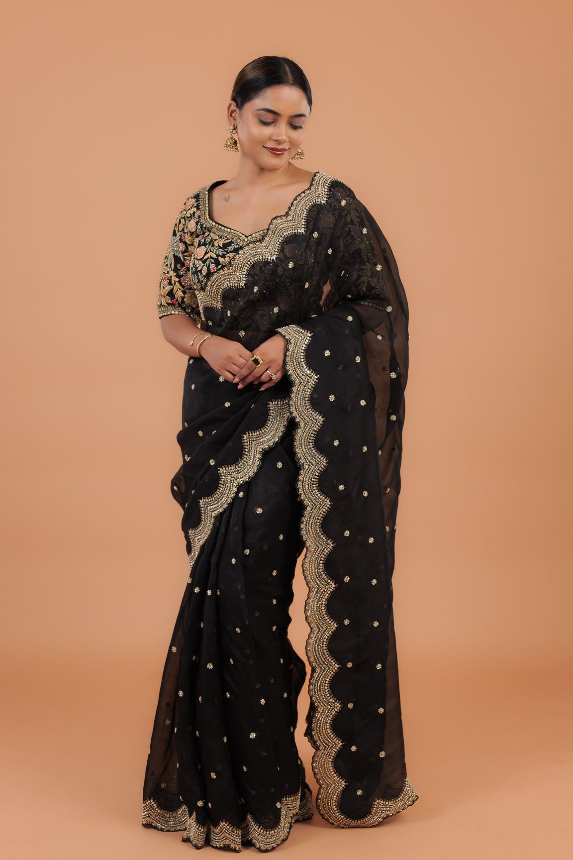 Black Organza Saree - Mokshaa