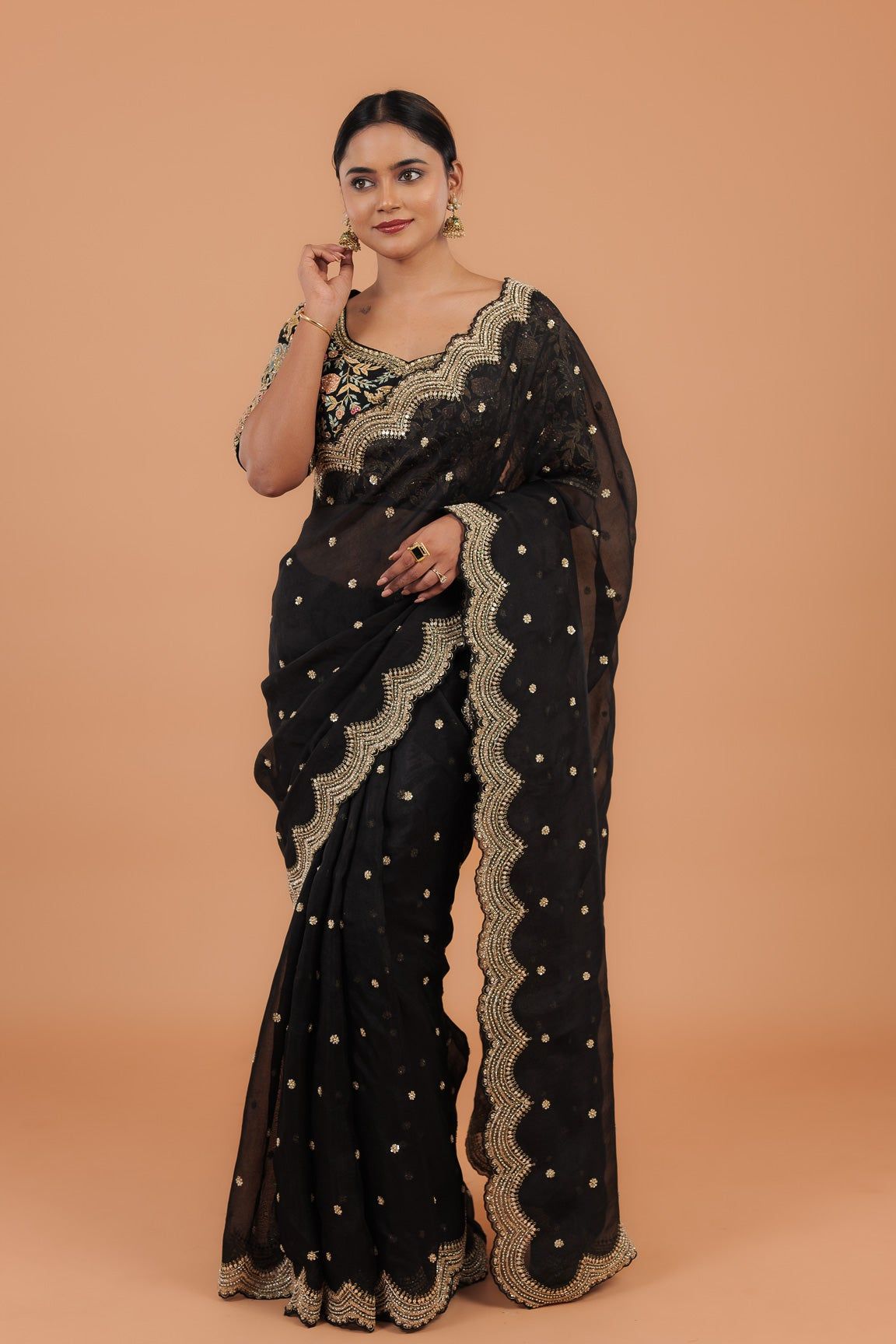 Black Organza Saree - Mokshaa