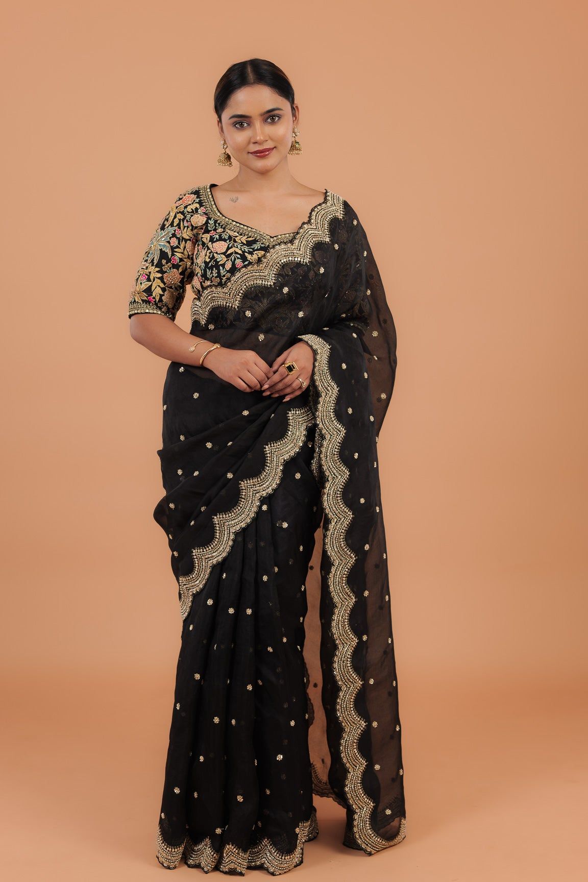 Black Organza Saree - Mokshaa