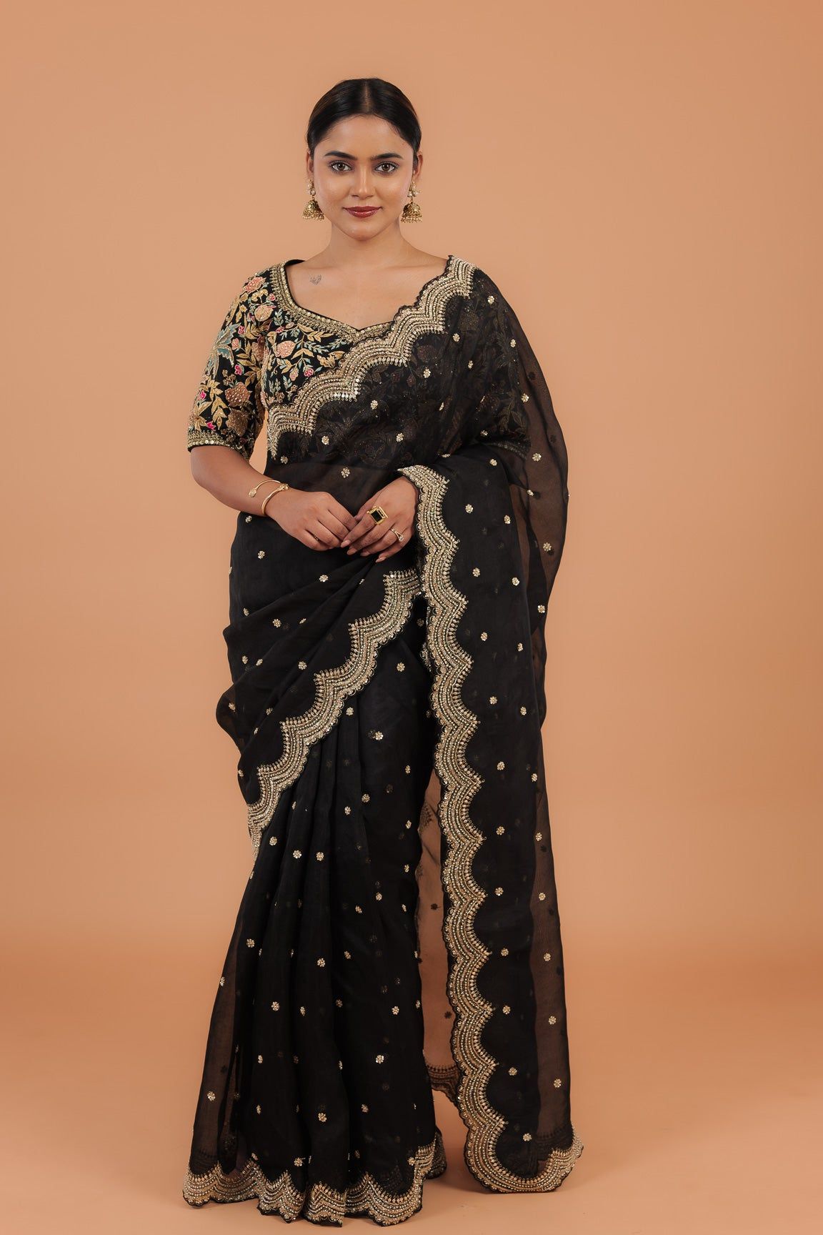 Black Organza Saree - Mokshaa