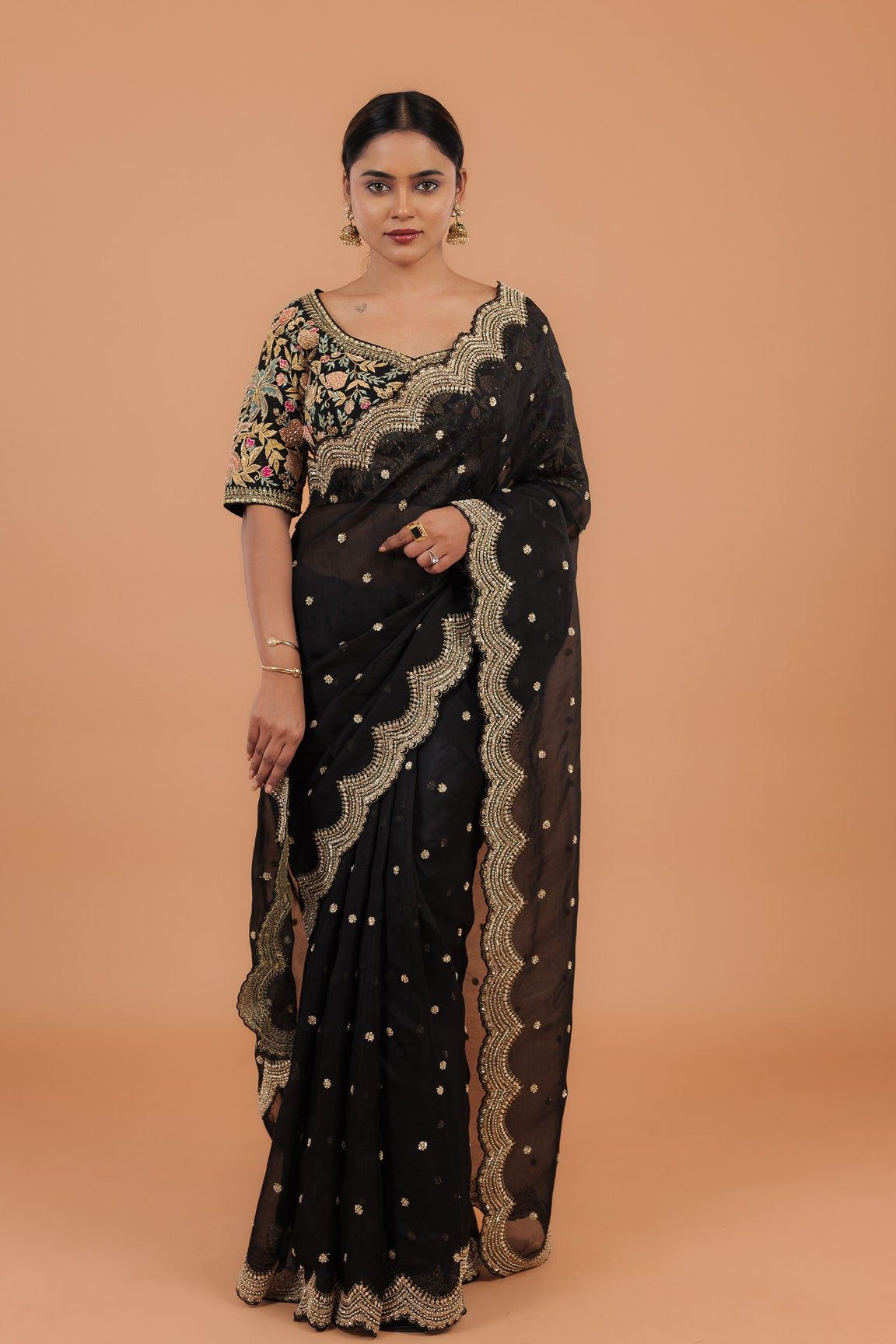 Black Organza Saree - Mokshaa