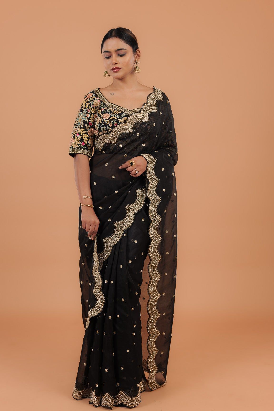 Black Organza Saree - Mokshaa