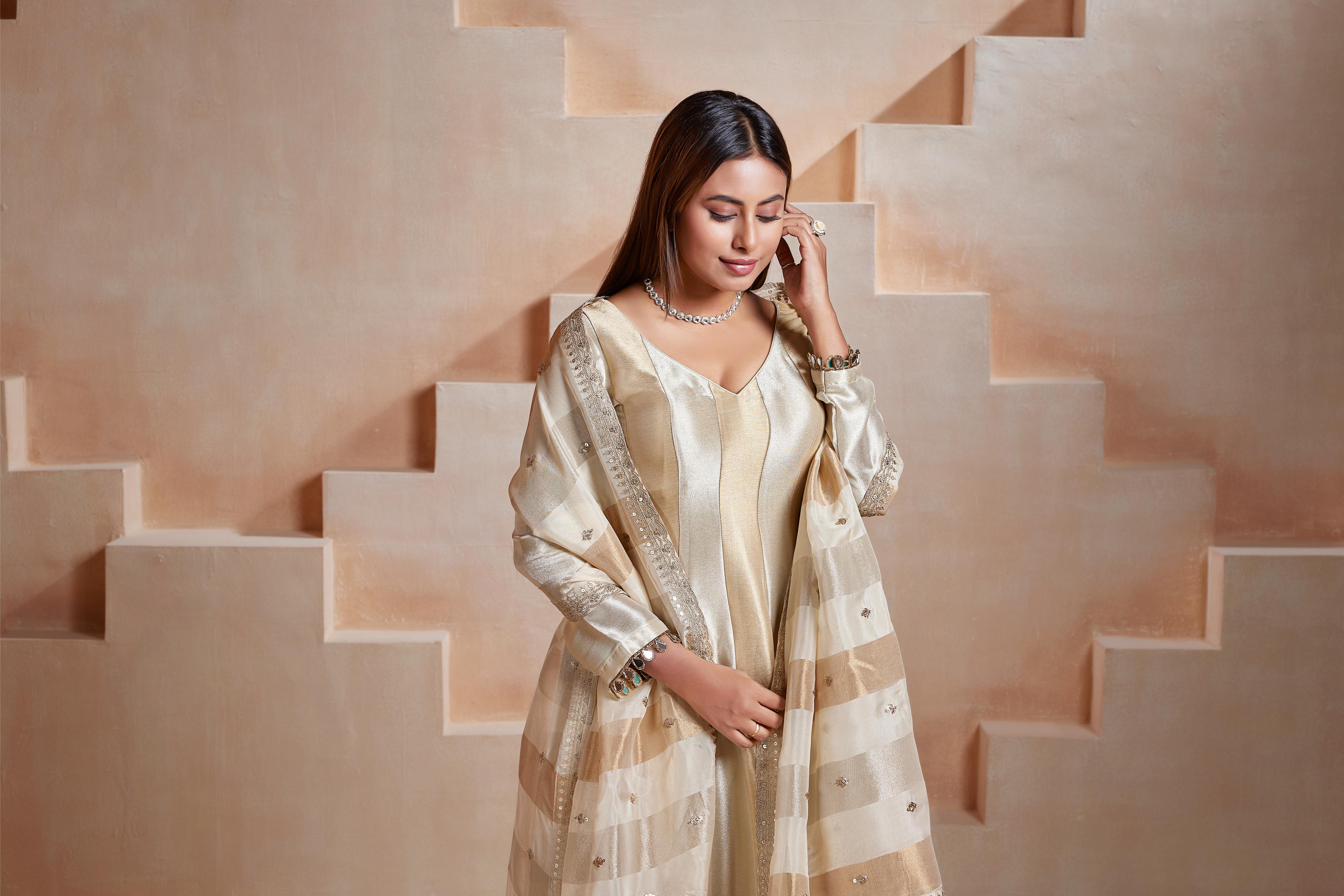 Champagne Gold Anarkali Palazzo Set