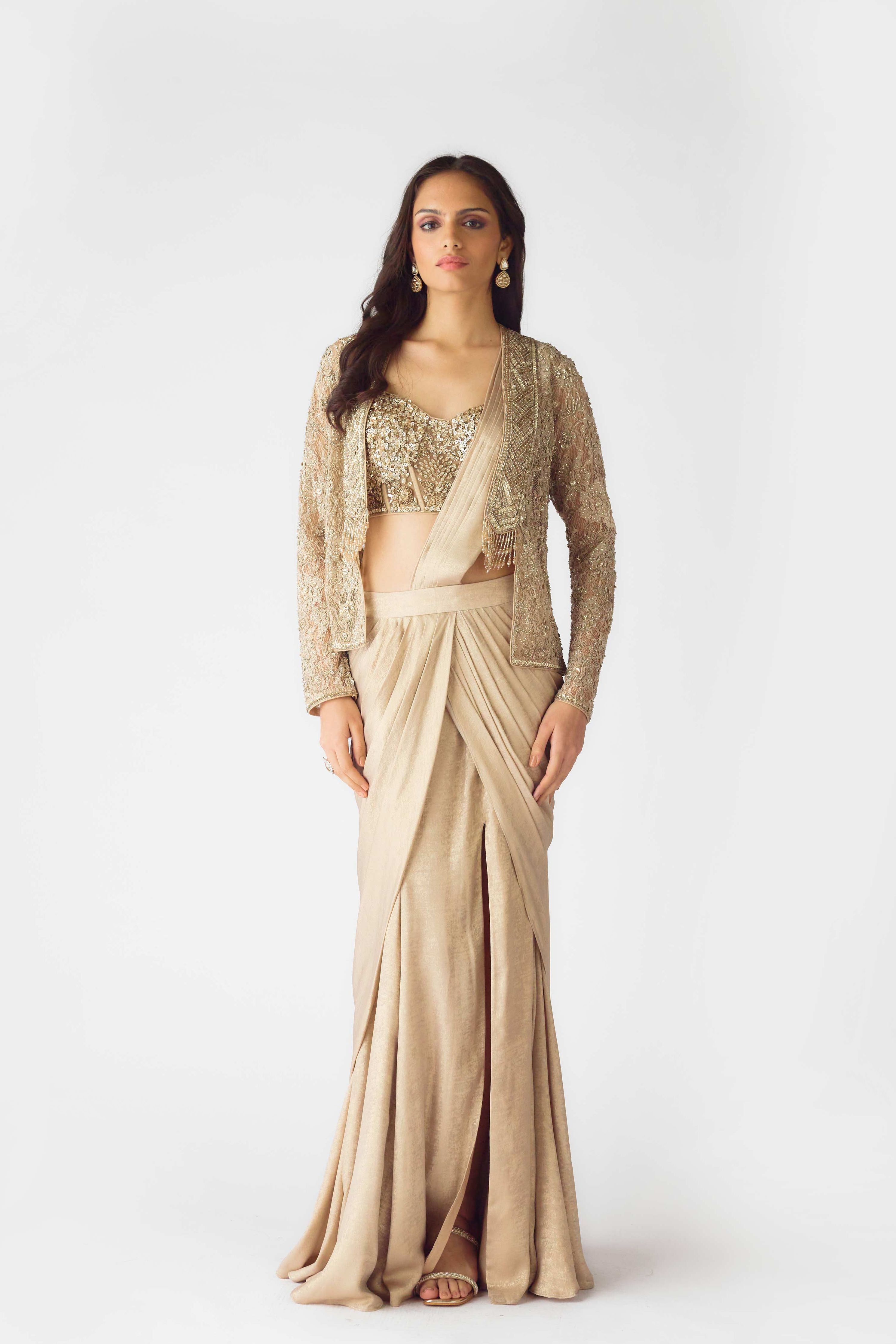 The Celestial Aura Jacket & Draped Skirt  Mokshaa