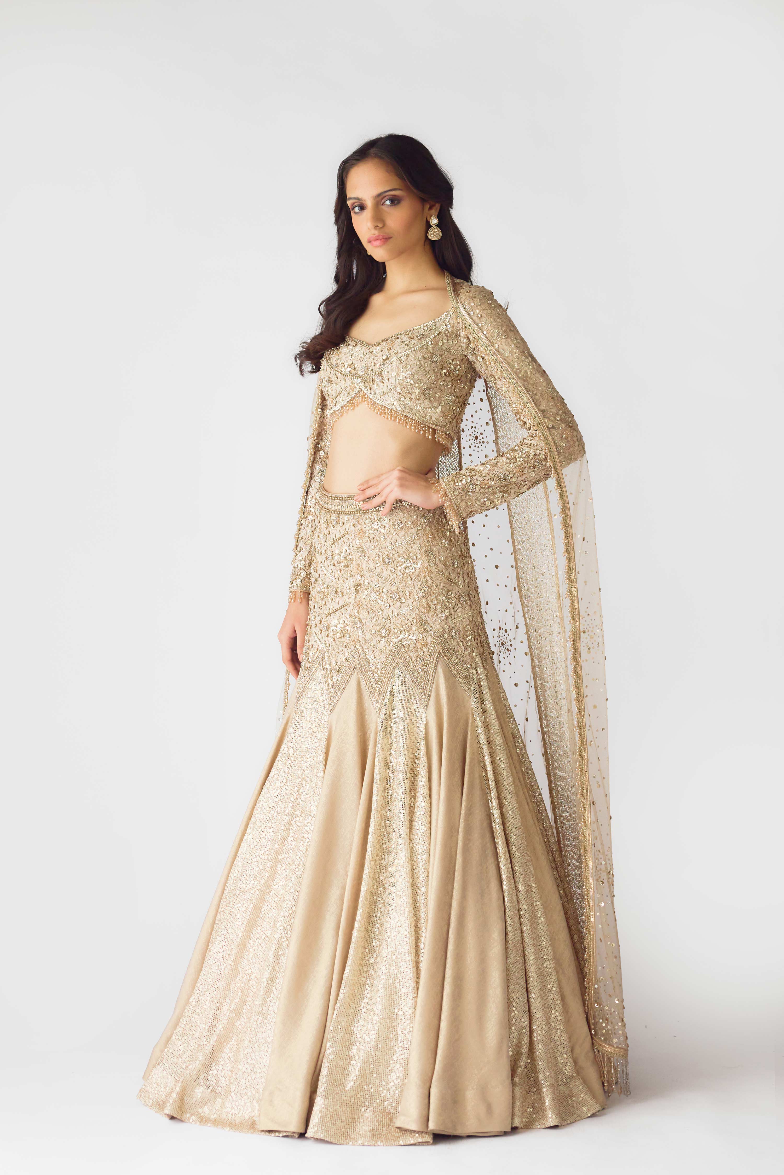 The Champagne Dawn Lehenga  Mokshaa