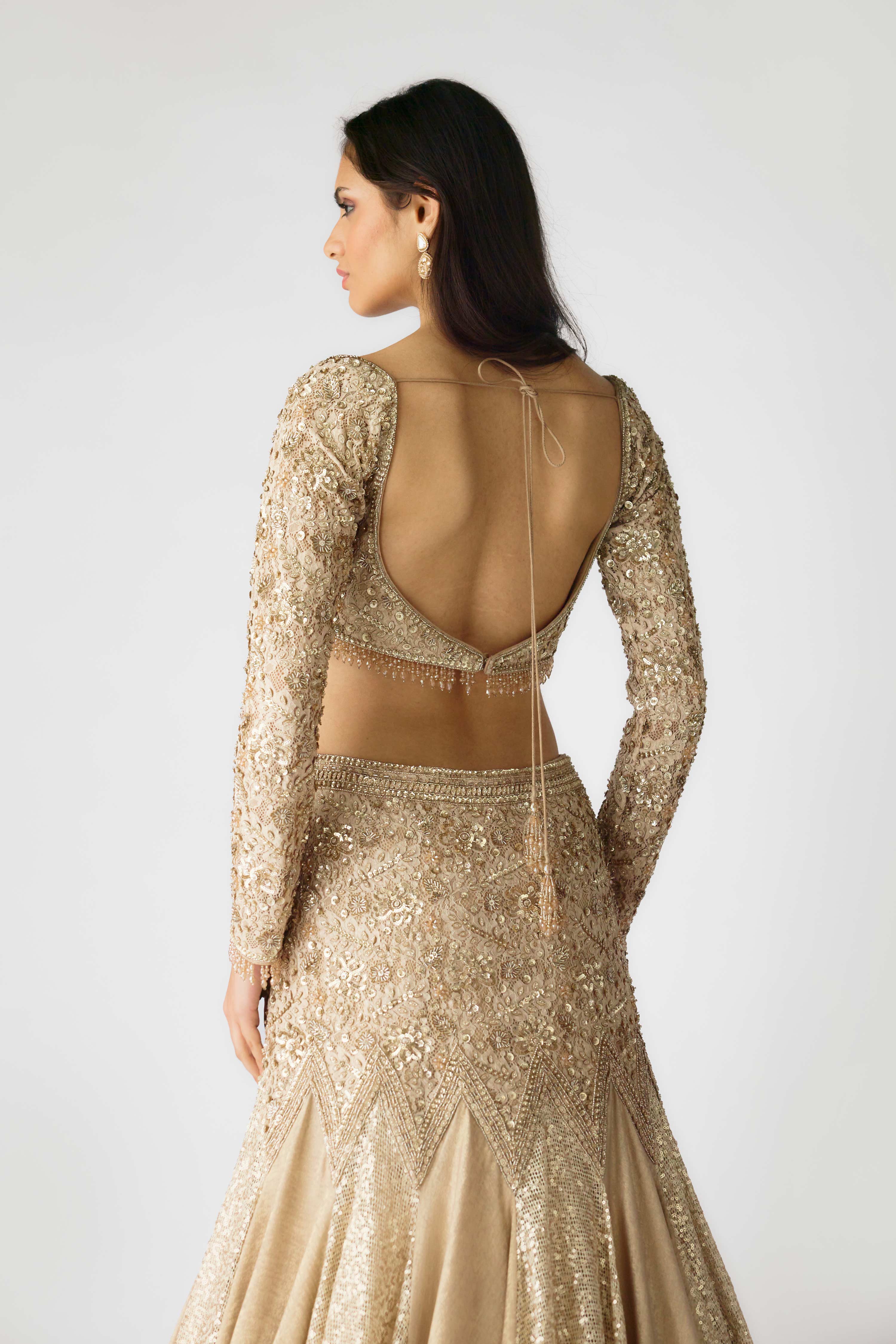 The Champagne Dawn Lehenga  Mokshaa