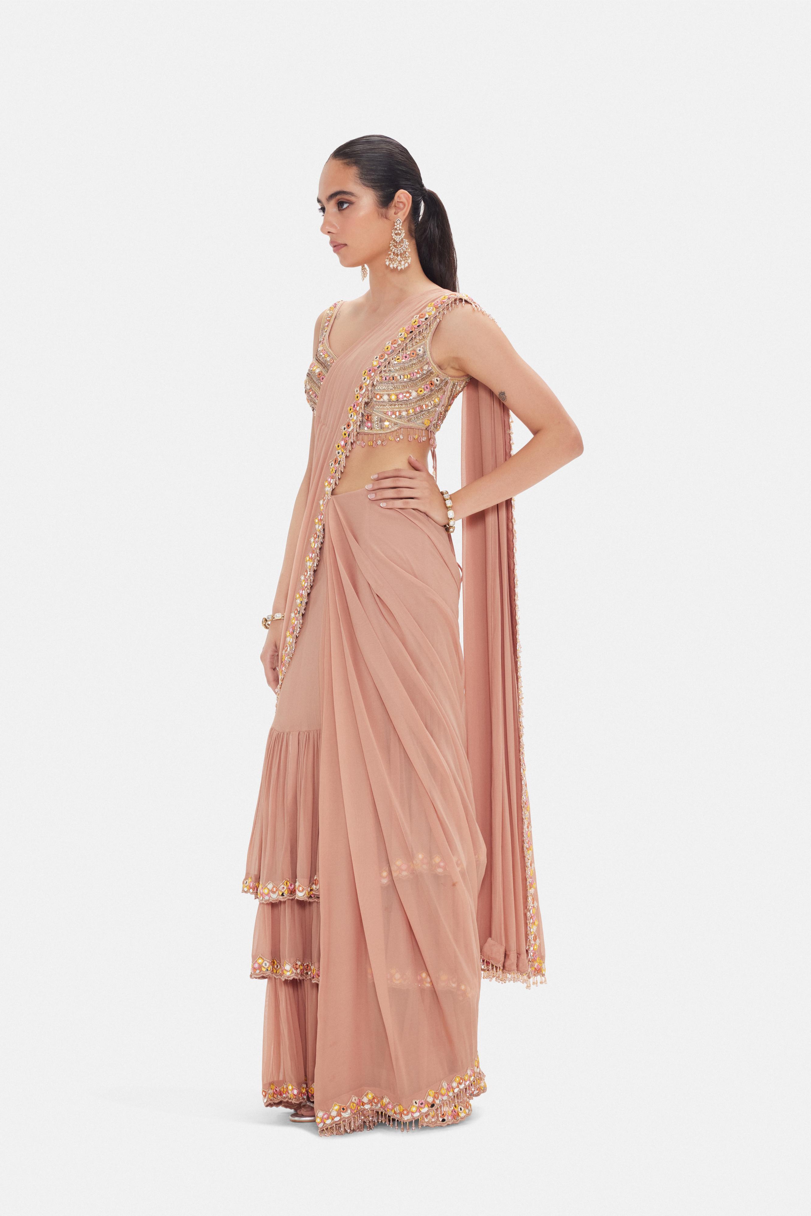 The Muted Peach Saree Set