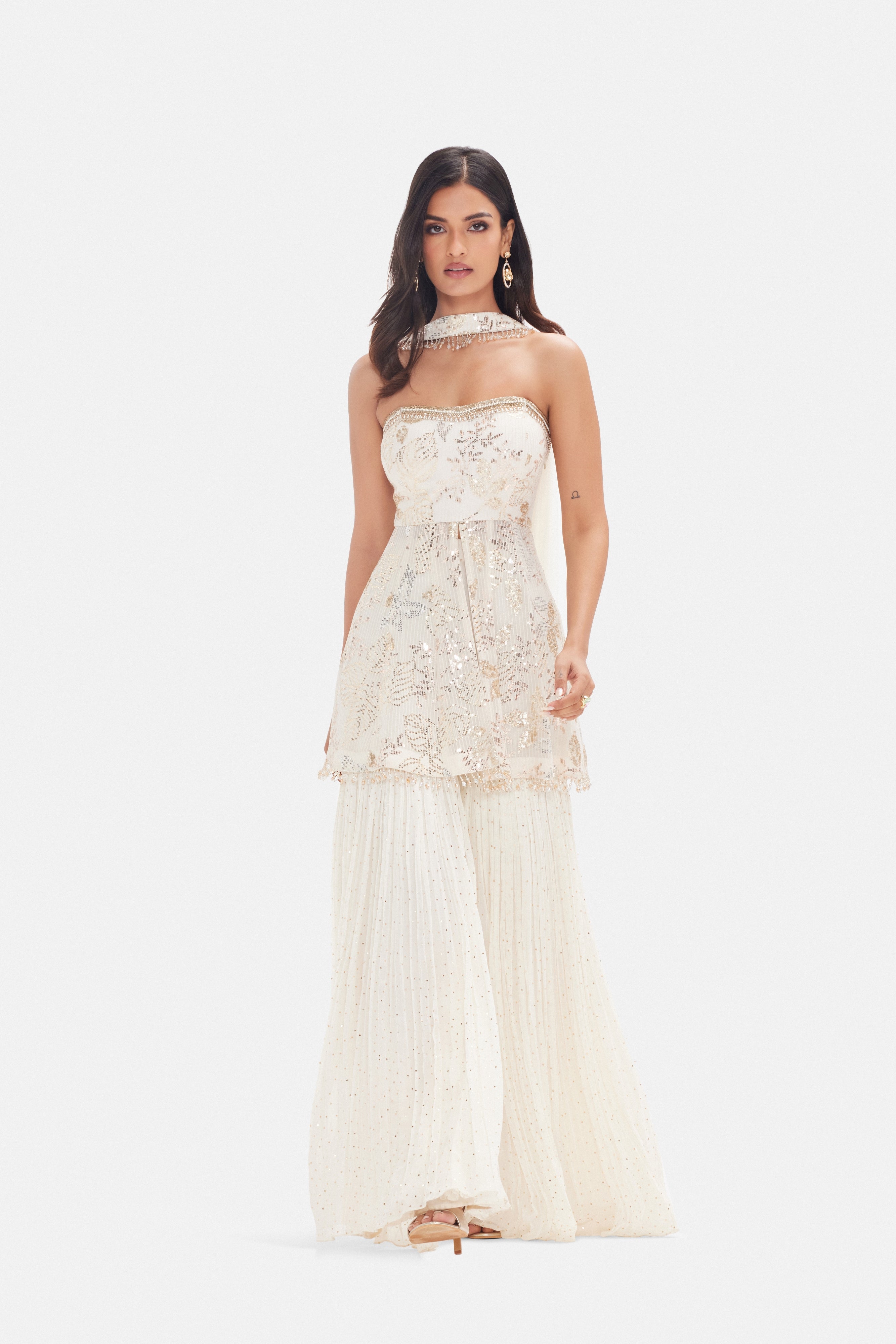 The White Rose Petal Sharara Set