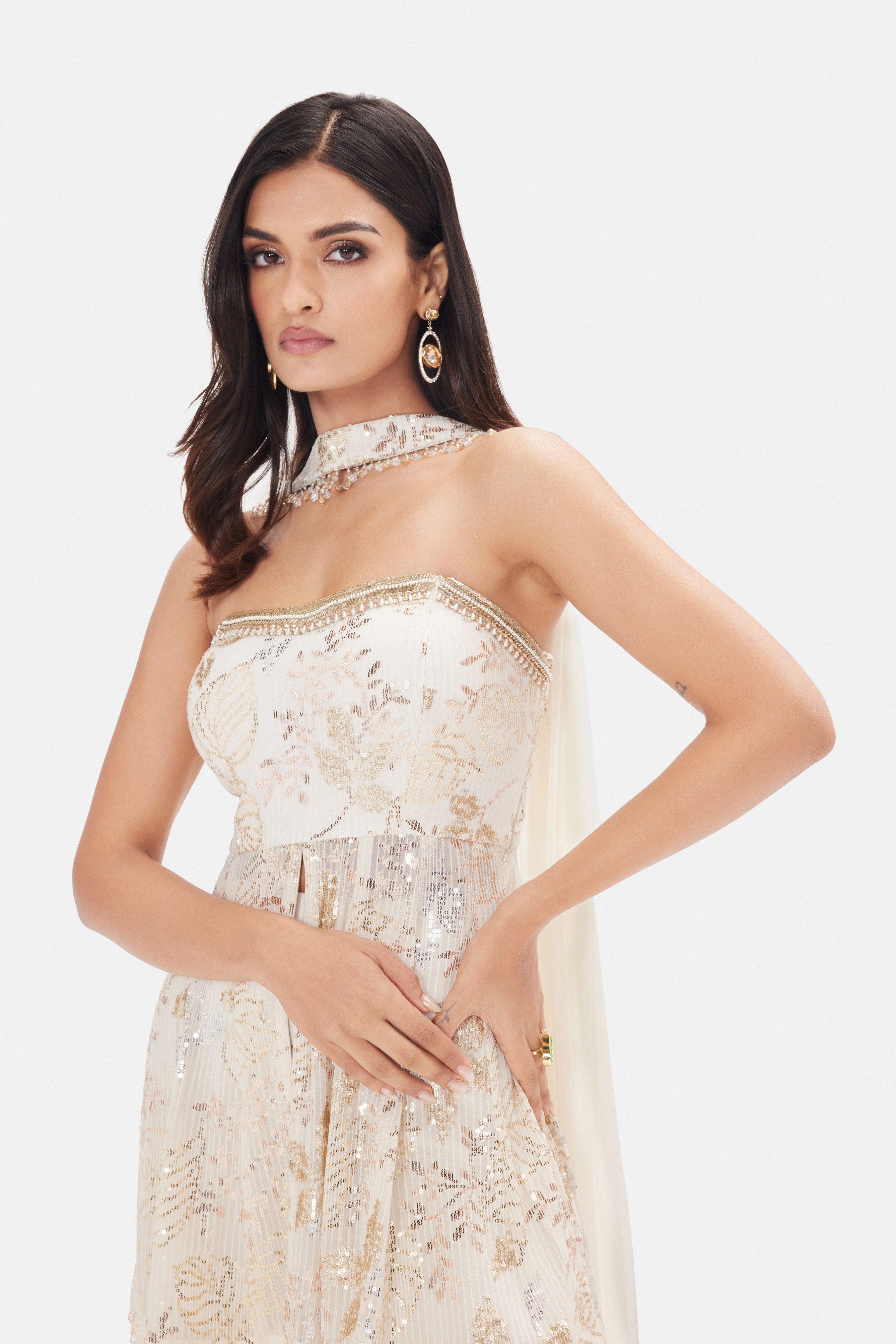 The White Rose Petal Sharara Set