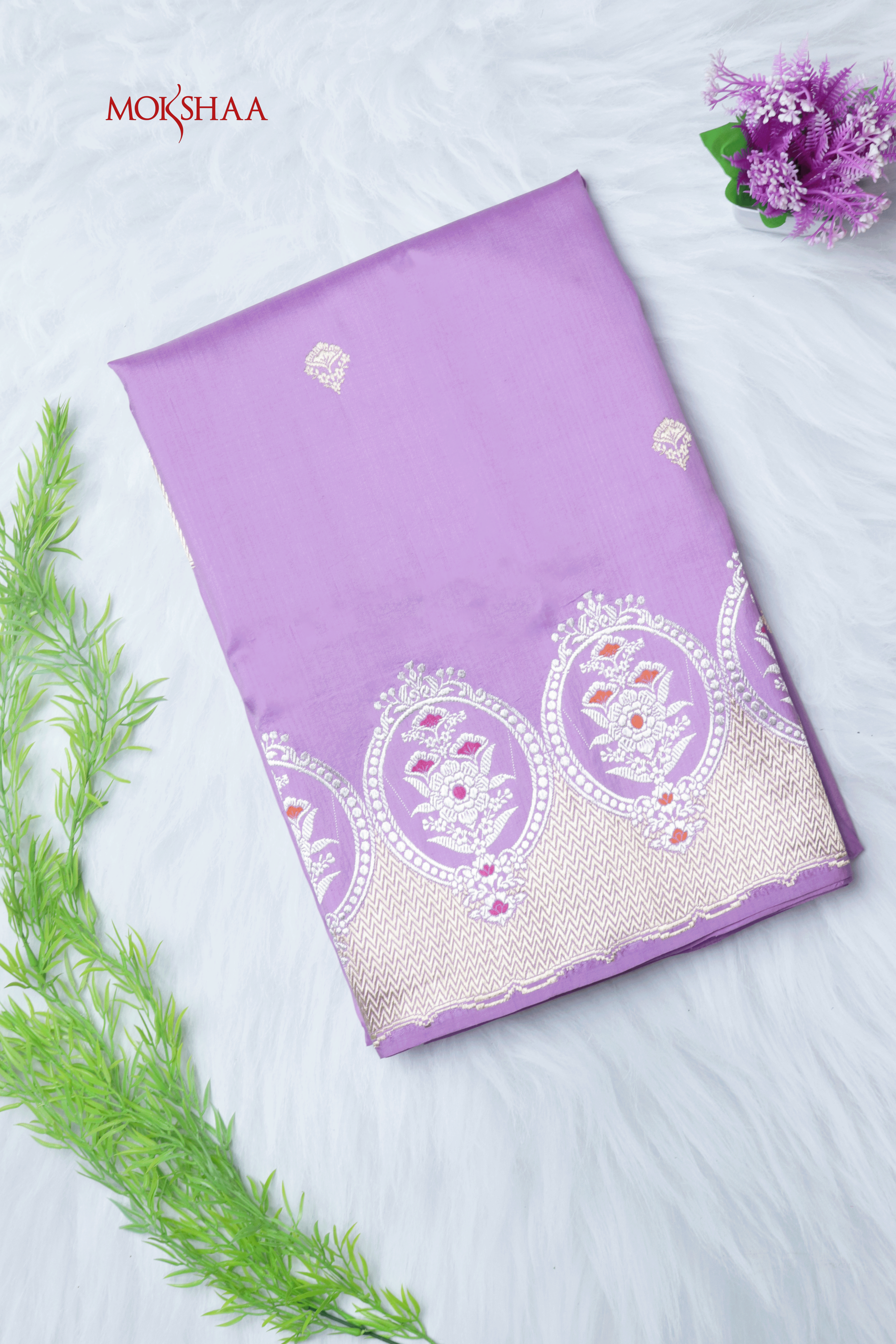 Lavender Banarasi Silk Saree  Mokshaa