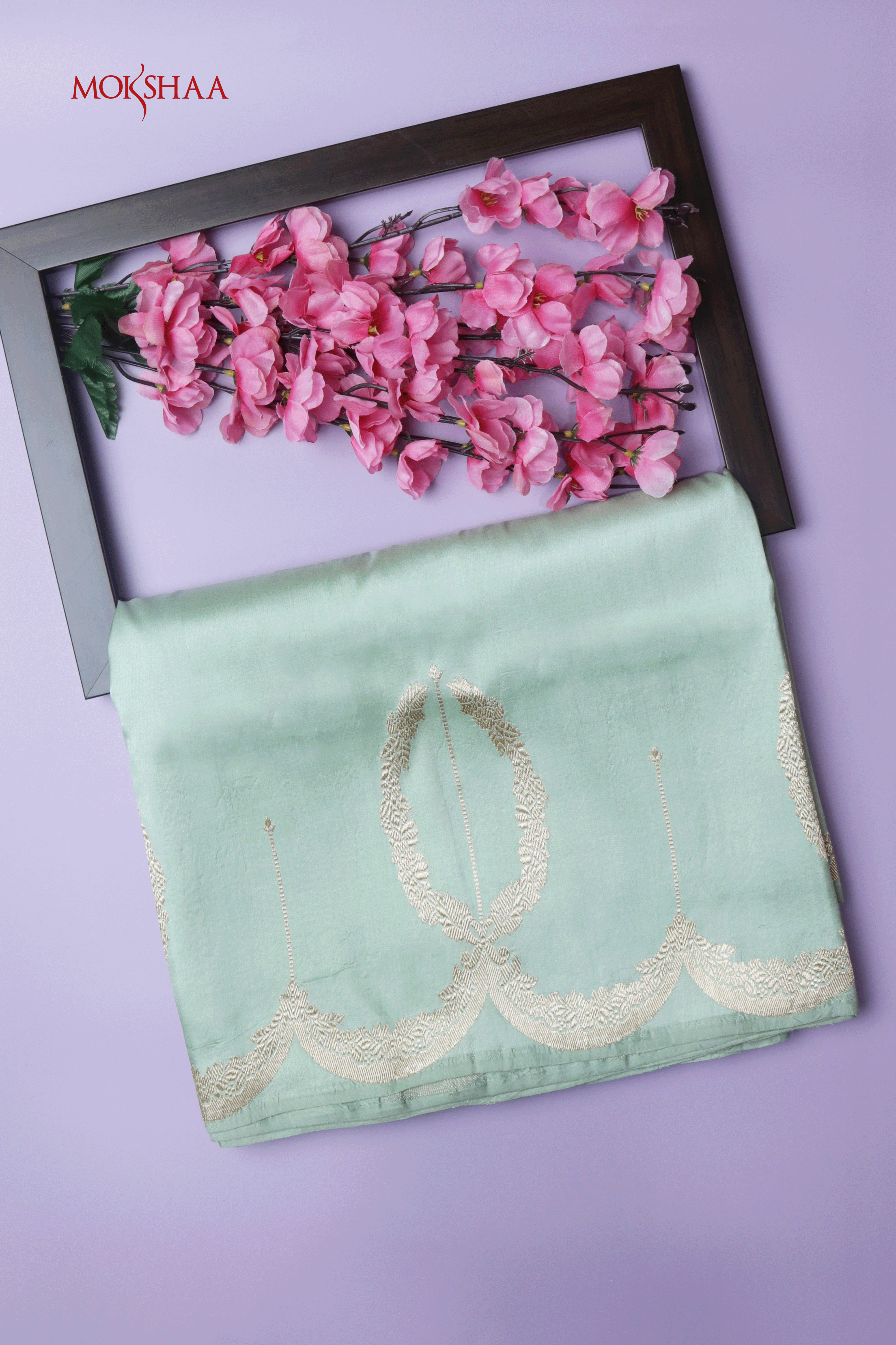 Mint Green Banarasi Silk Saree  Mokshaa