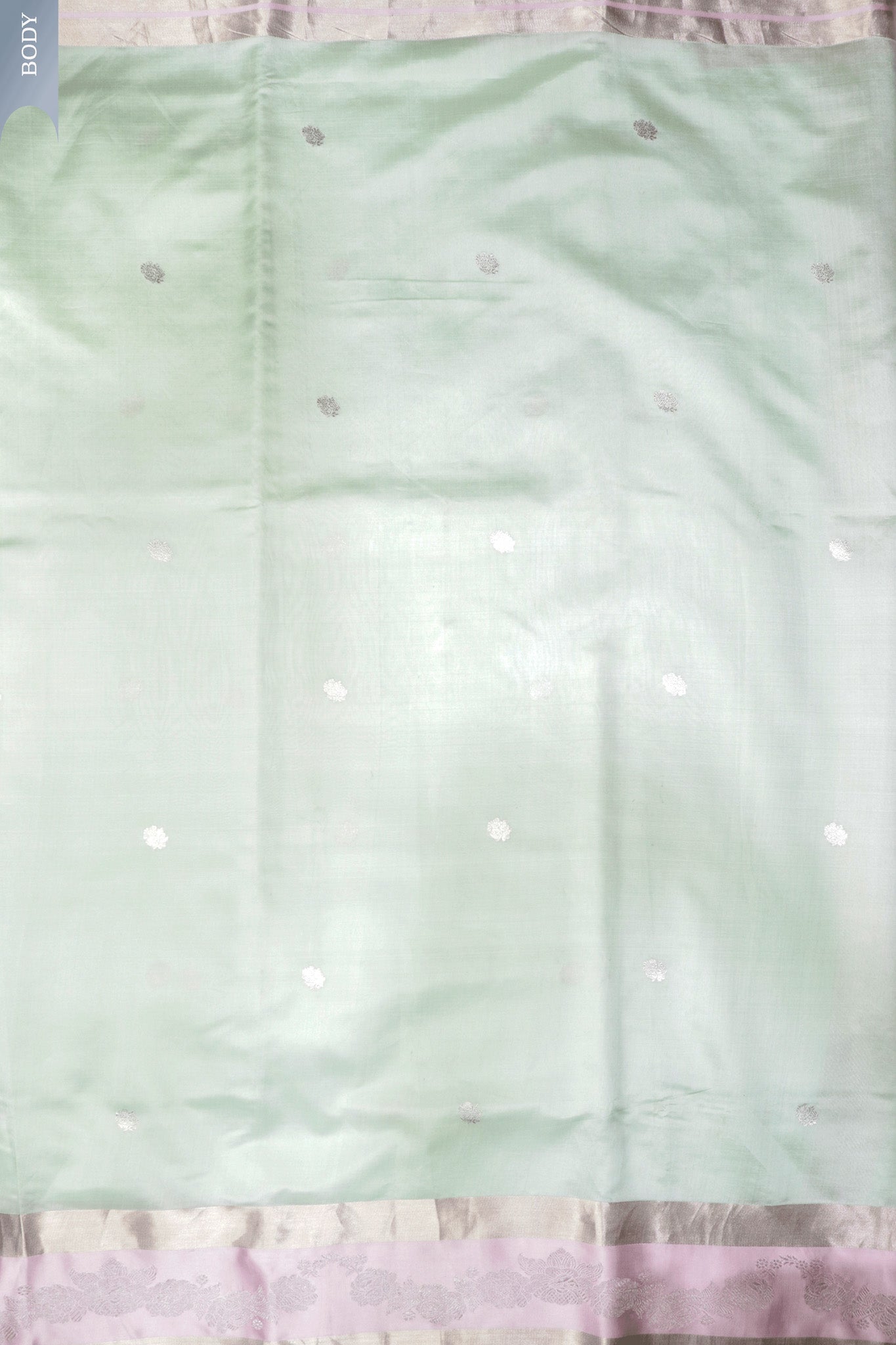 Sea Green Banarasi Tissue Silk Saree with Floral Pot Motifs (Copy)  Mokshaa