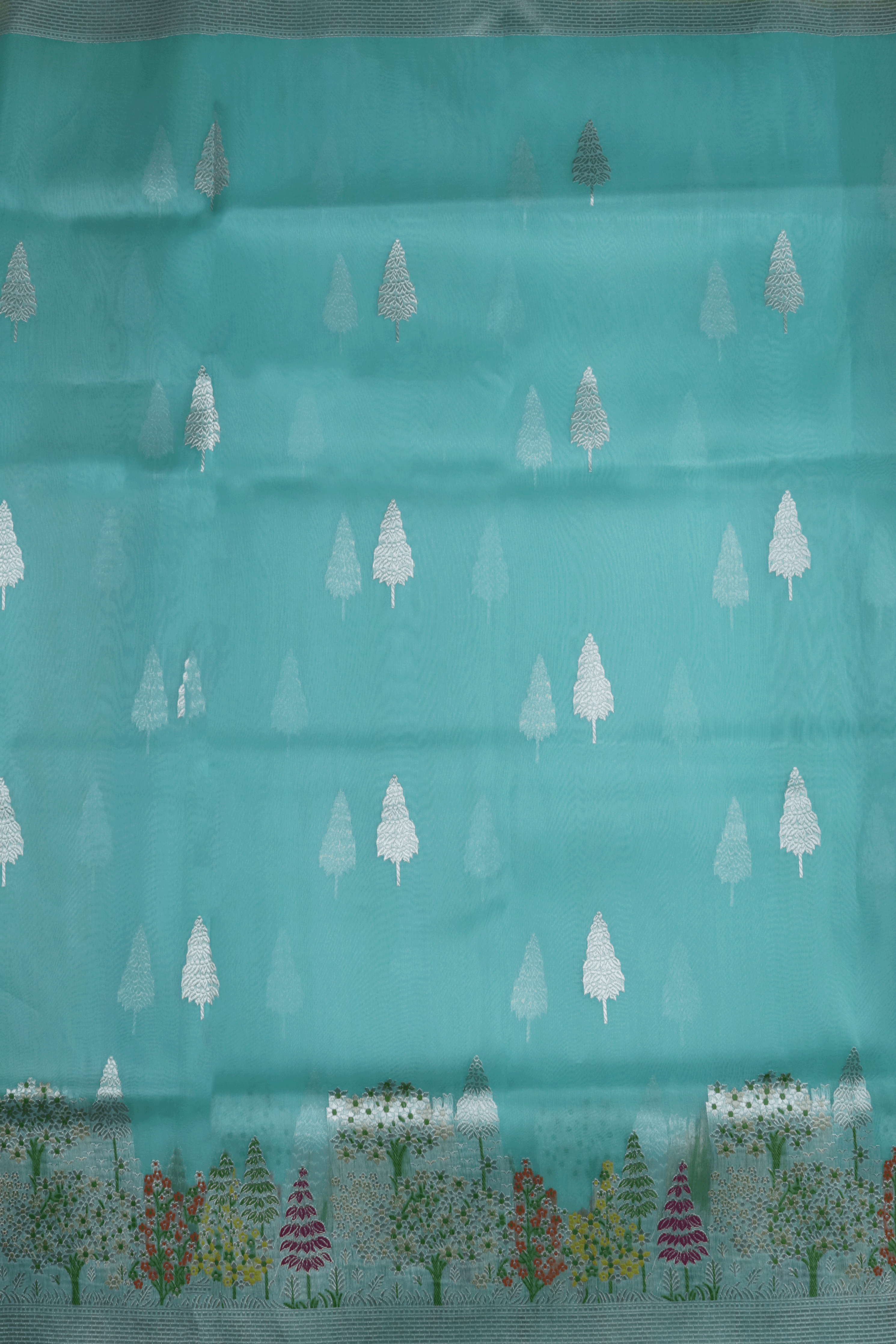 Aqua Blue Banarasi Kora Silk Saree  Mokshaa