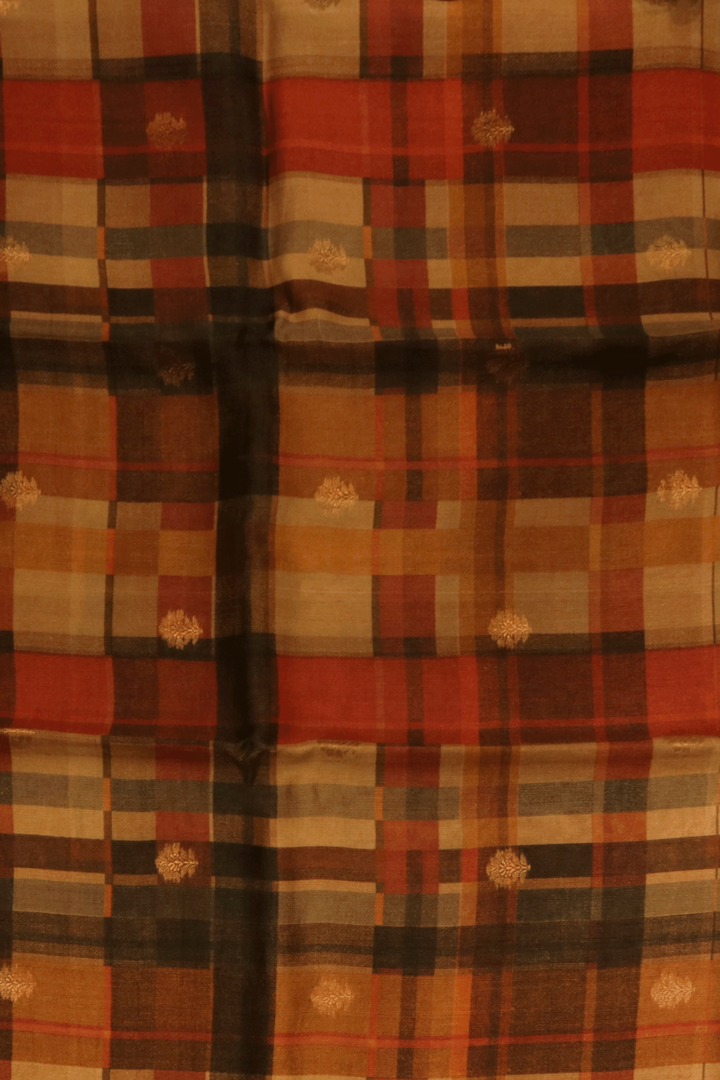 Multicoloured Checked Saree With Kalamkari Animal Border  Mokshaa