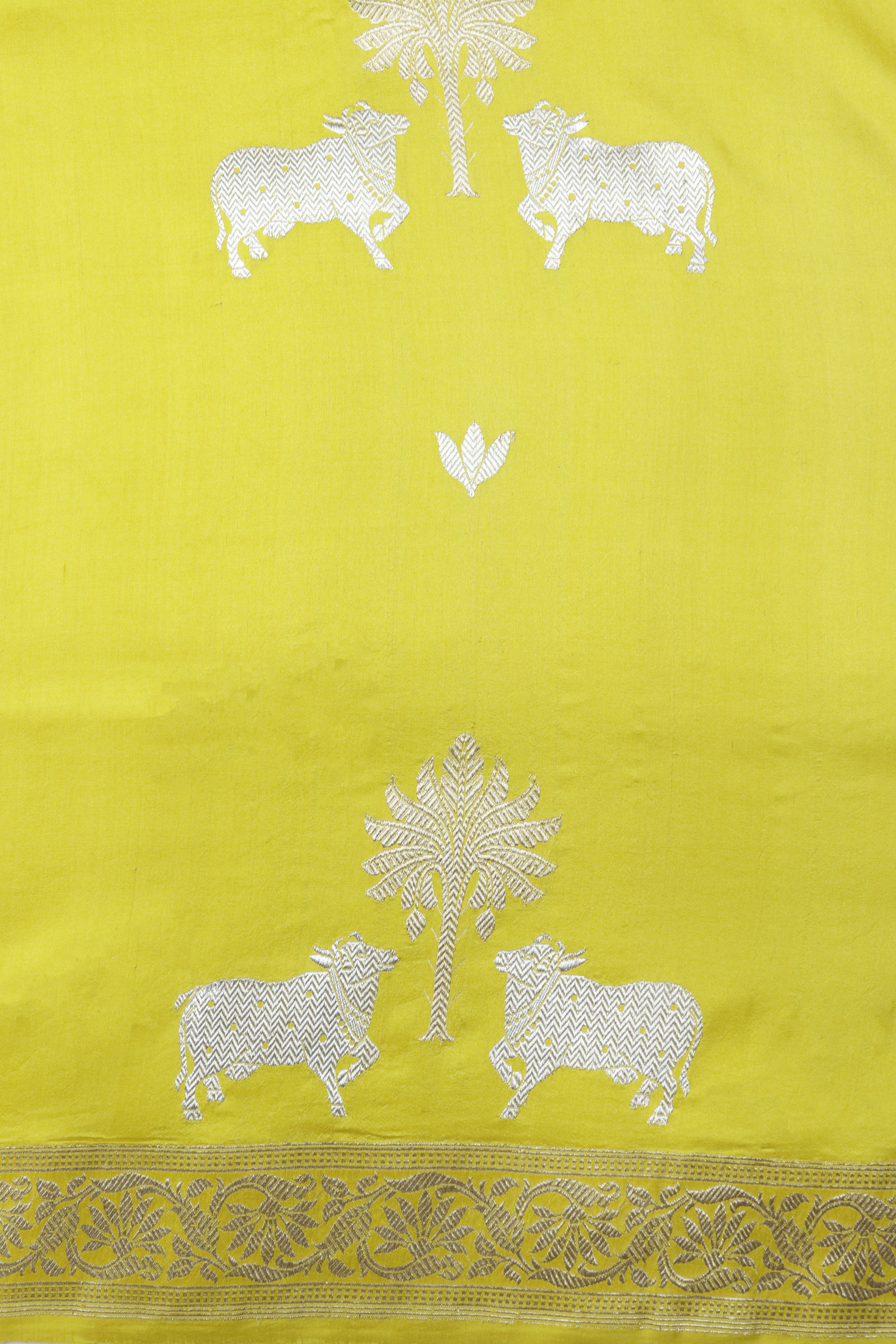 Bright Yellow Banarasi Silk Saree  Mokshaa