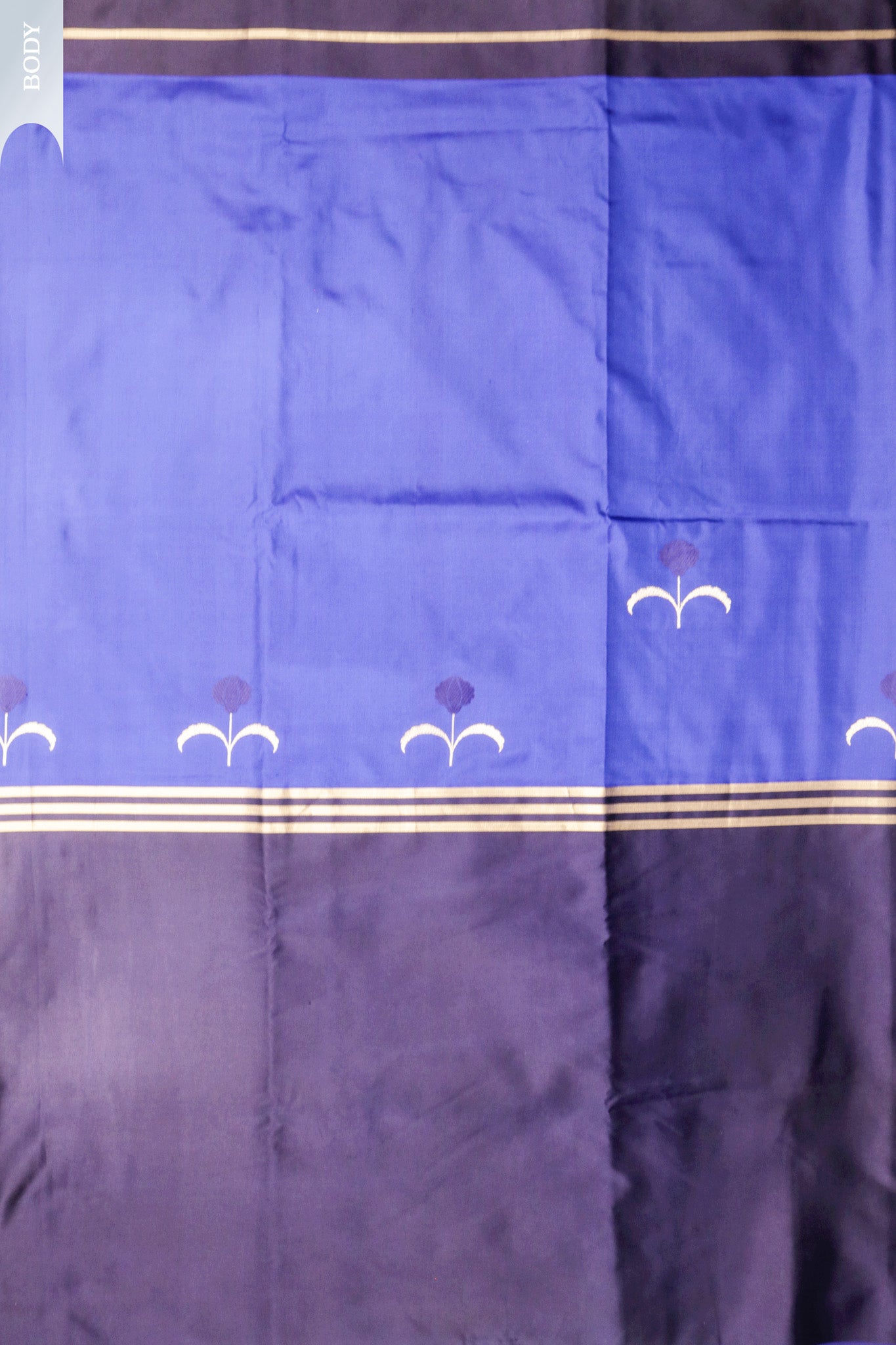 Royal Blue Banarasi Silk Saree with Contrast Border  Mokshaa