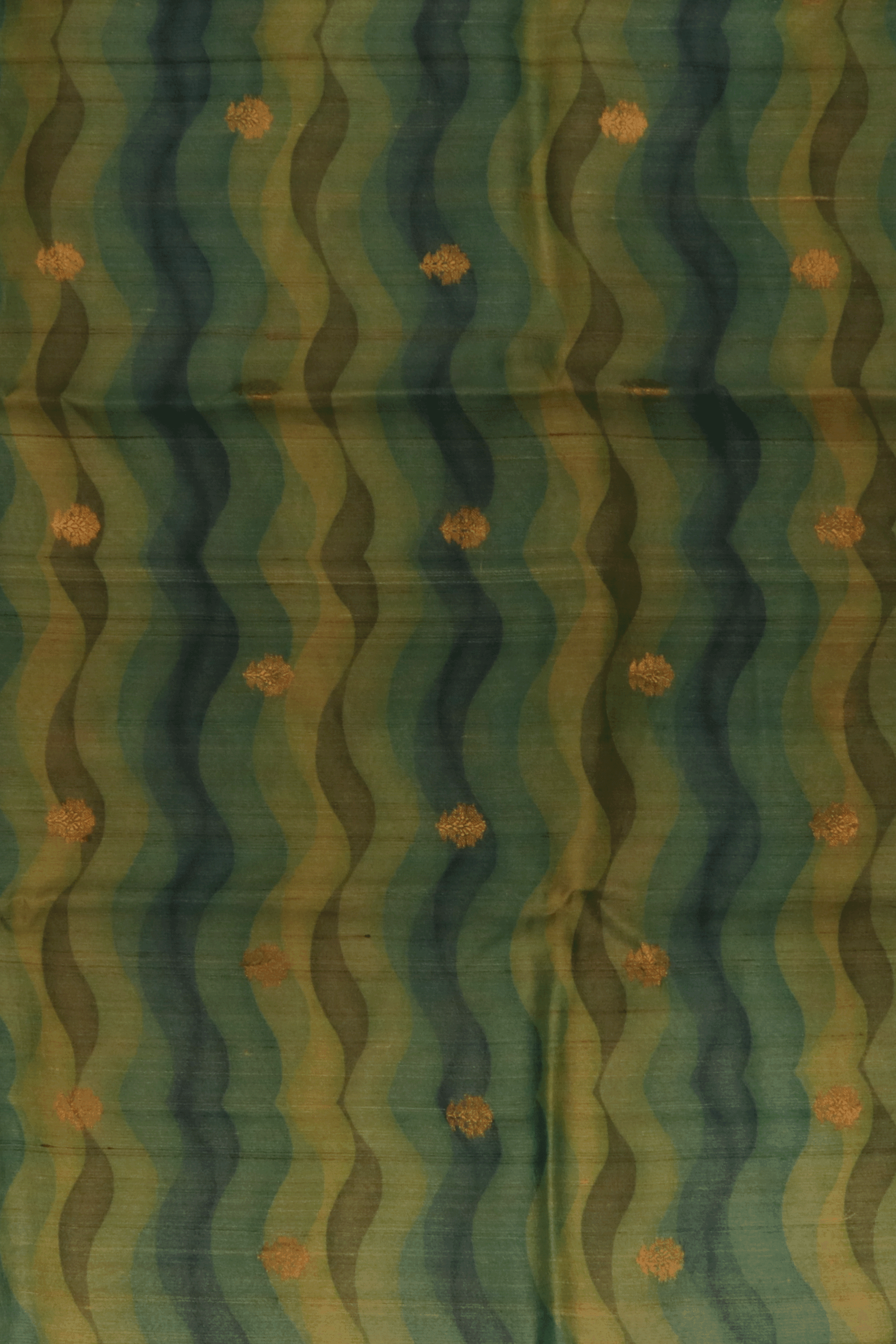 Green Wave Printed Tussar Silk Saree  Mokshaa