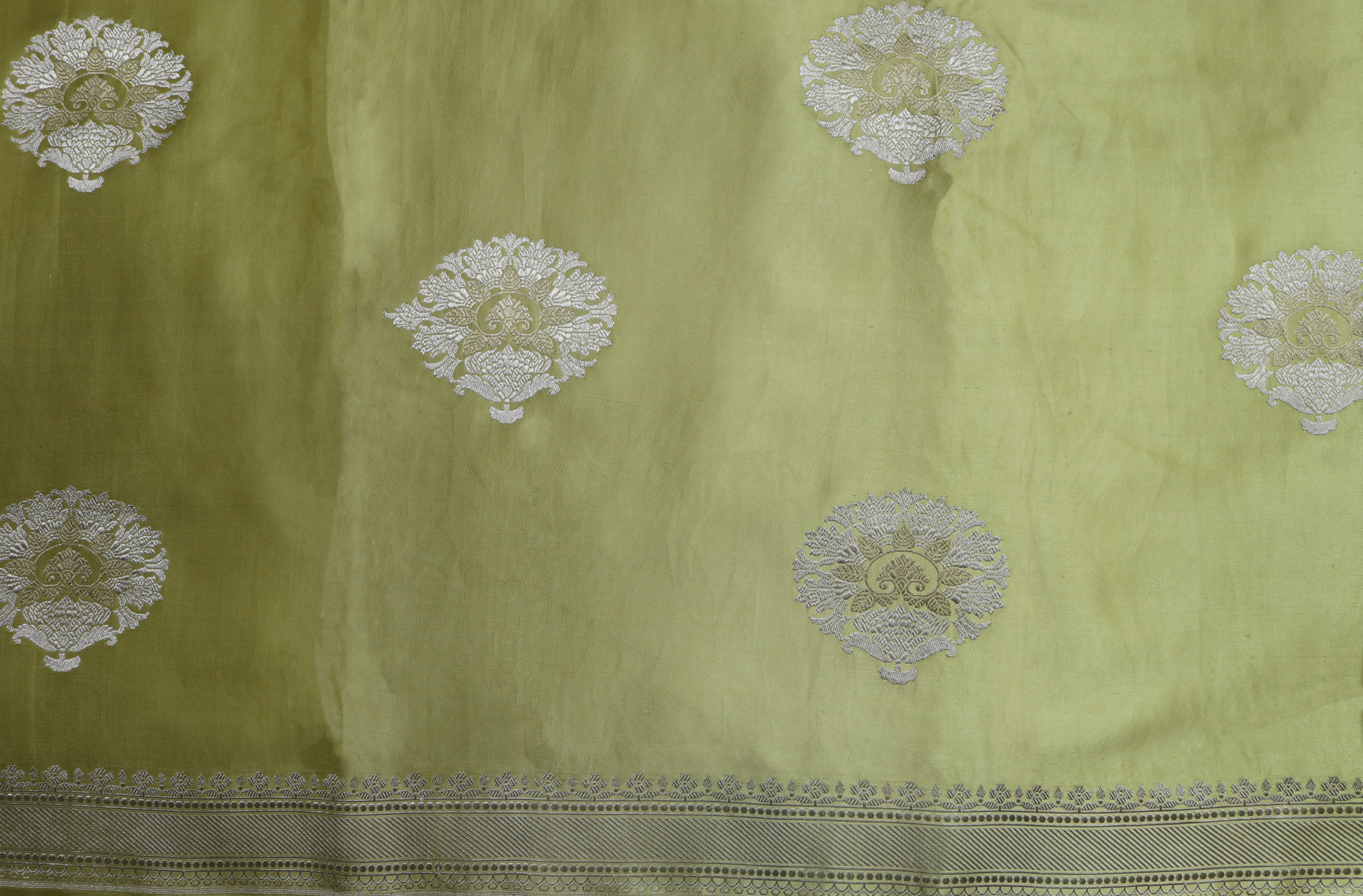 Light Pistachio Green Banarasi Silk Saree  Mokshaa