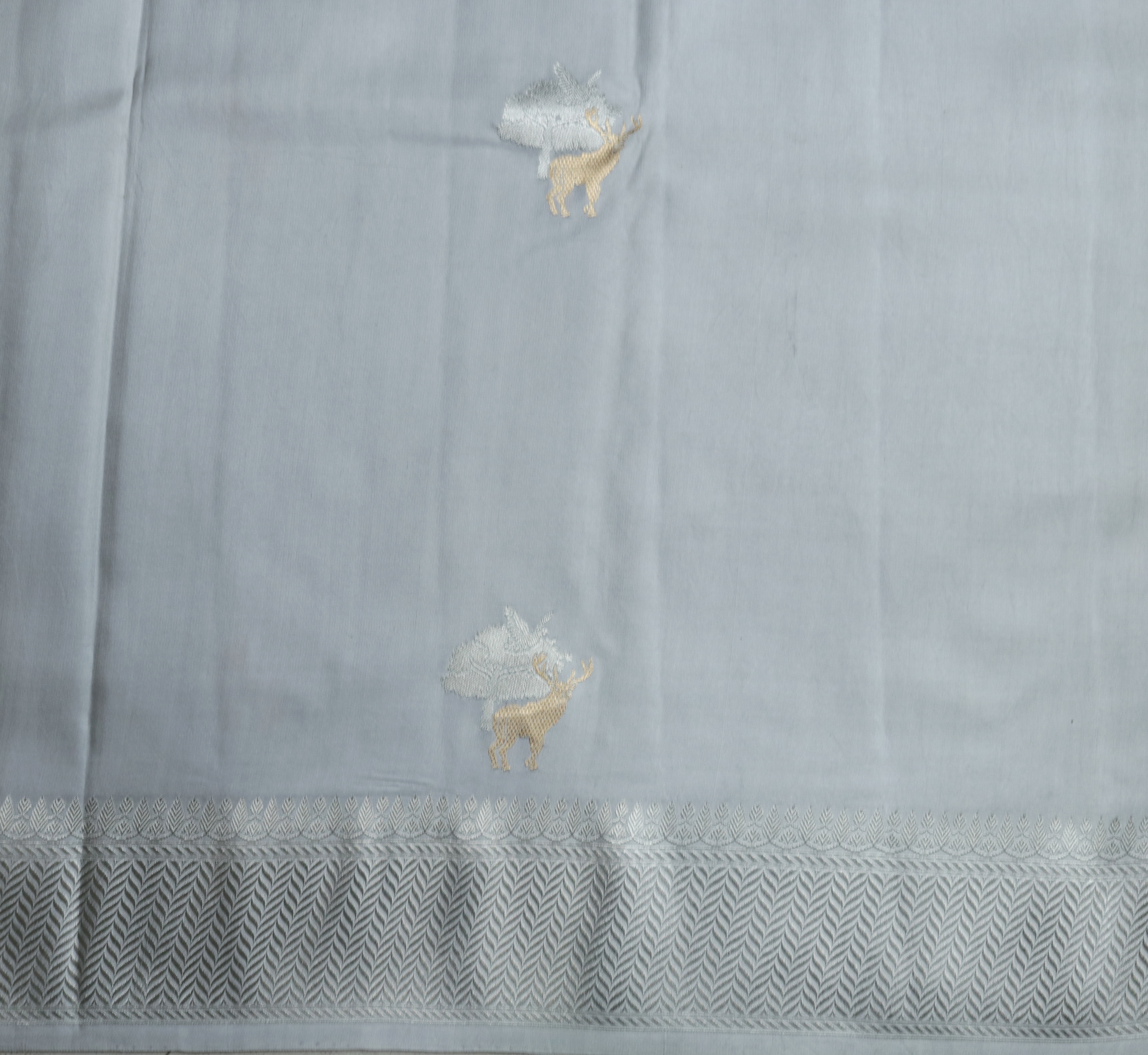 Soft Grey Banarasi Silk Saree  Mokshaa