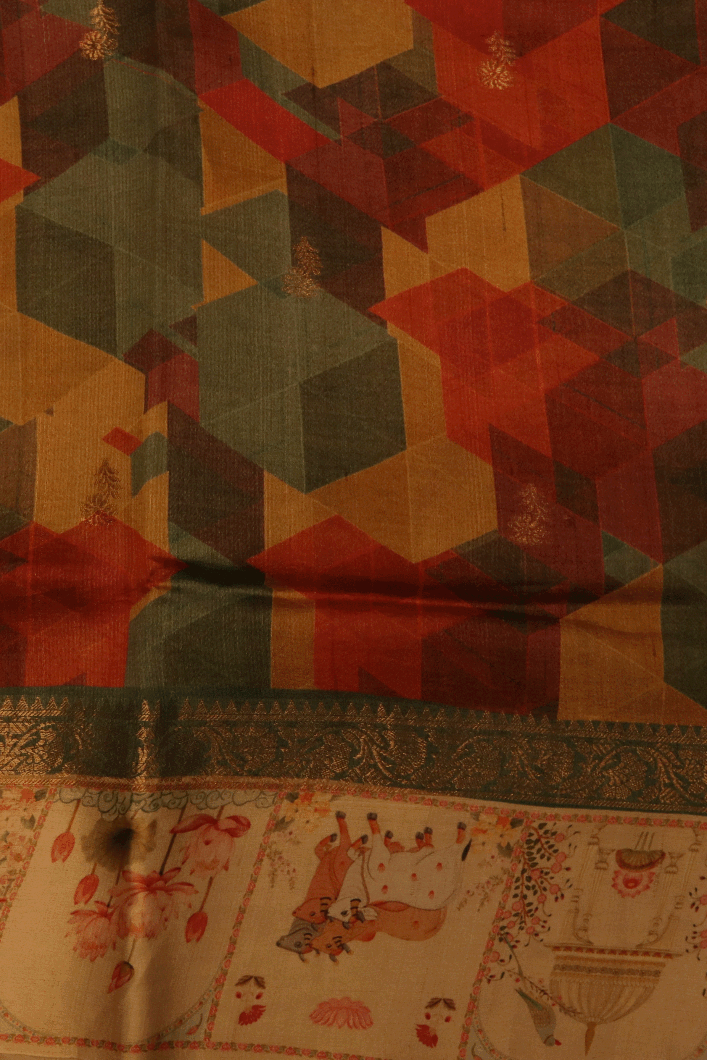 Ivory Printed Organza Saree (Copy)  Mokshaa