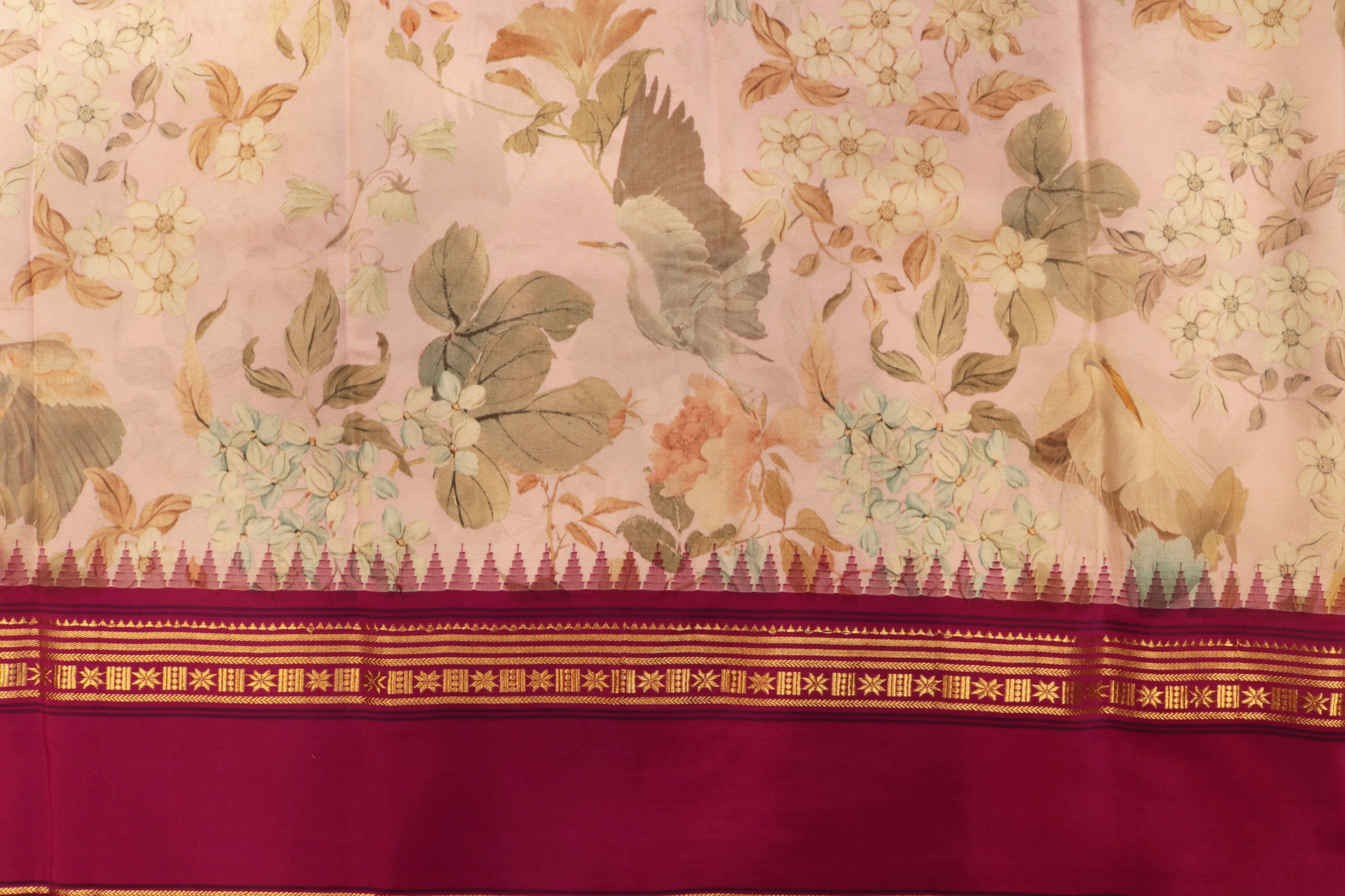 Blush Pink Printed Kanchipuram Silk Saree