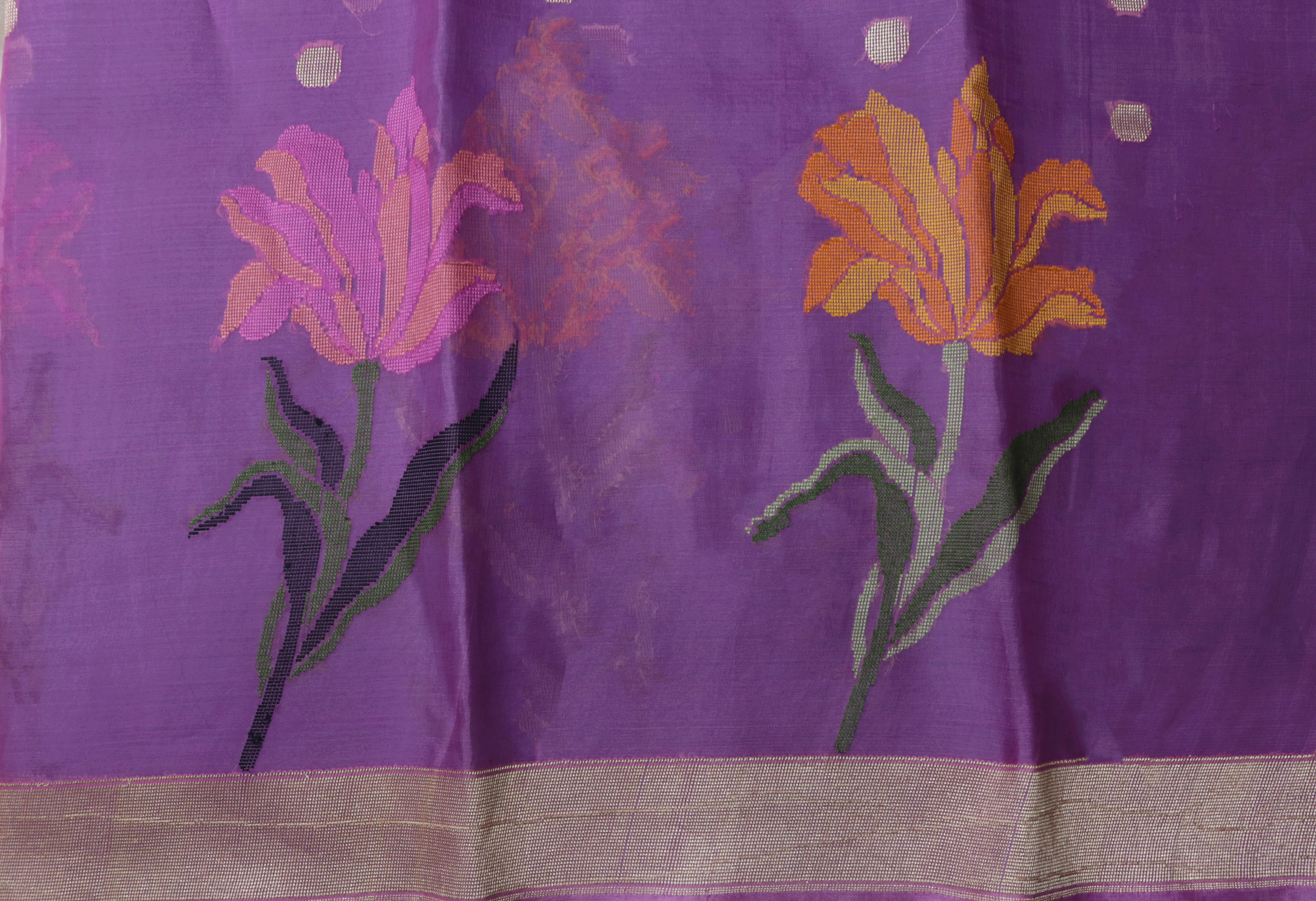 Purple and Aqua Blue Shaded Banarasi Kora Silk Saree  Mokshaa