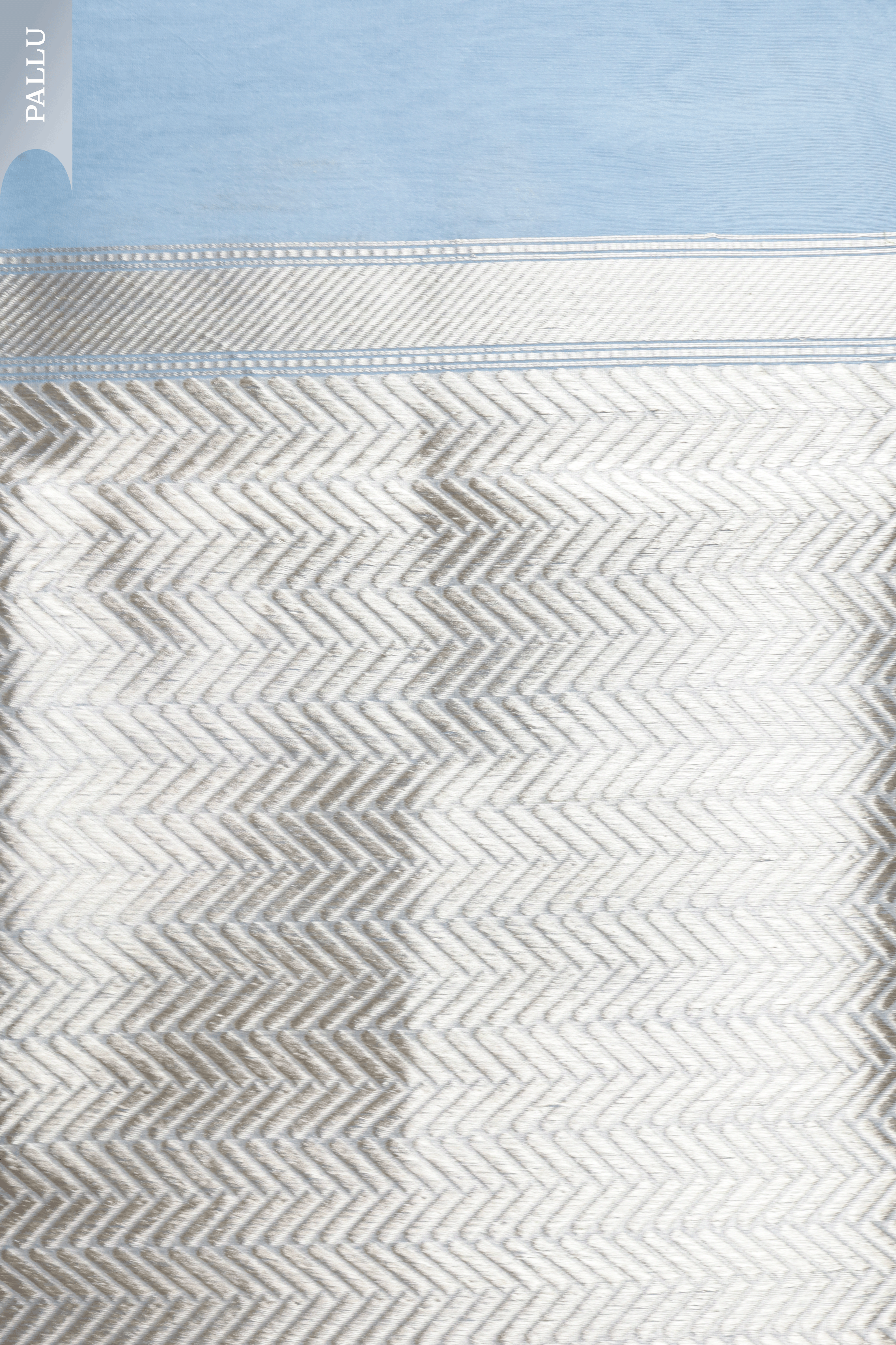 Sky Blue Tissue Organza Saree with Silver Motifs  Mokshaa