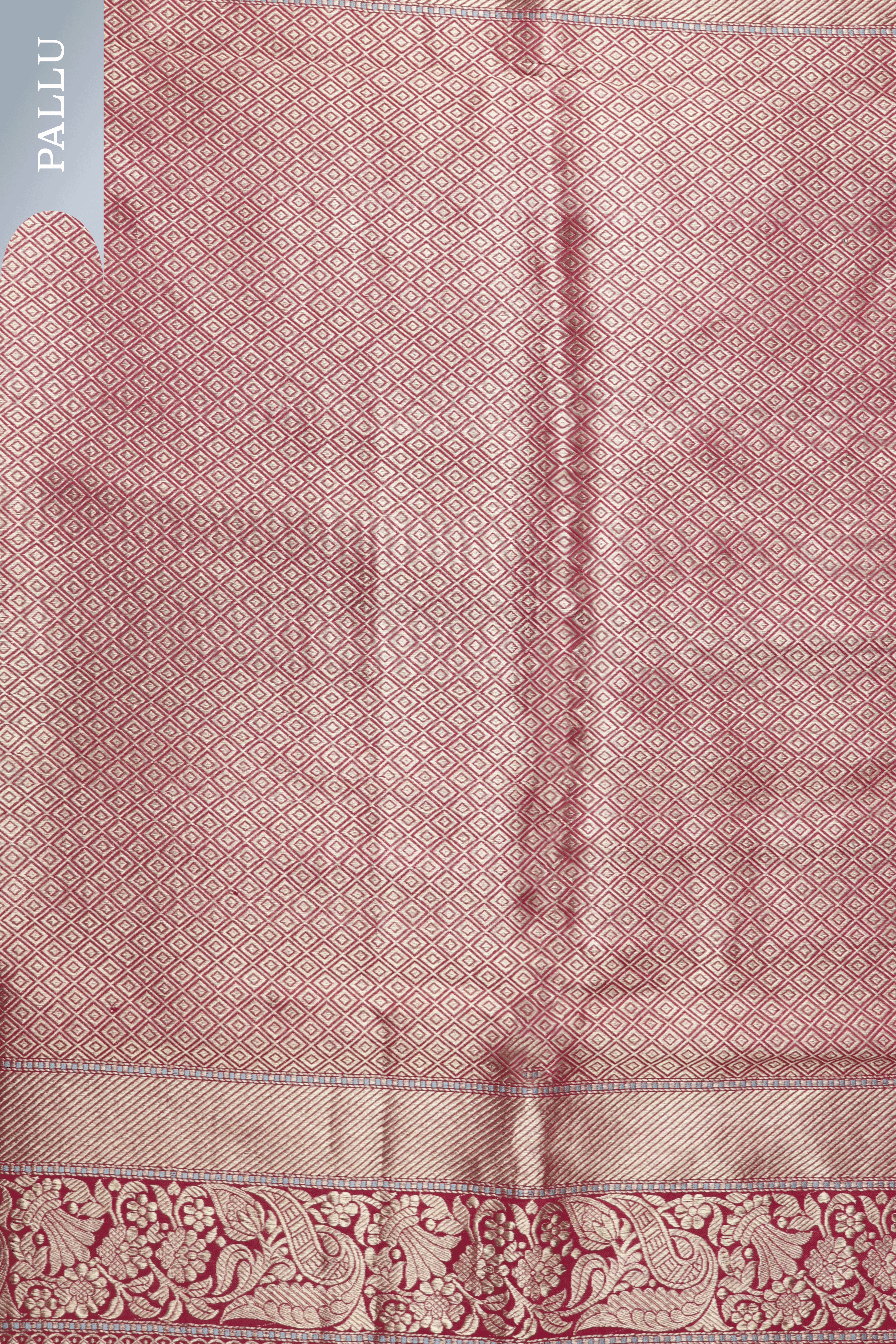 Red Banarasi Saree with Gold Zari Buttas  Mokshaa