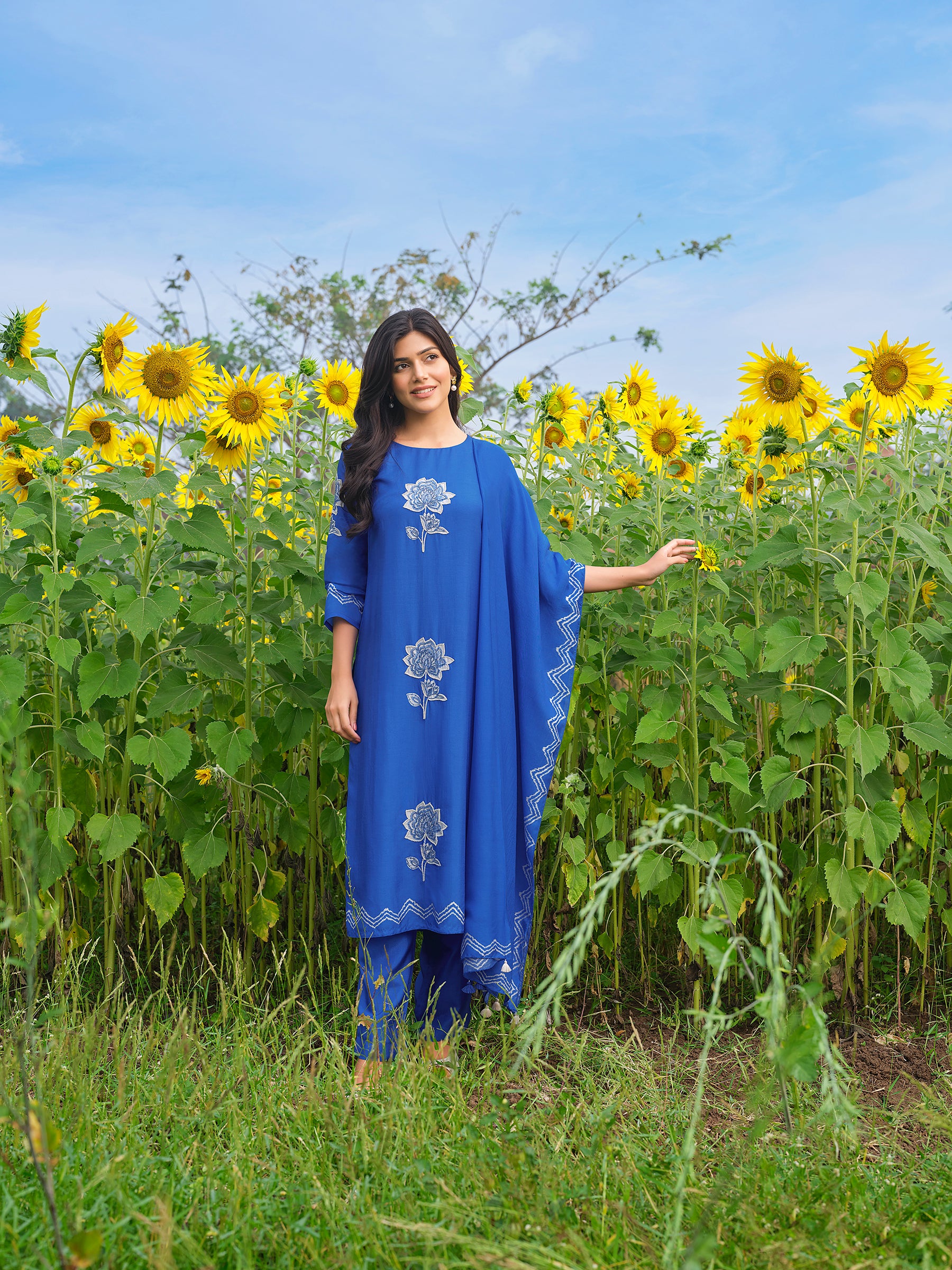 Blue Floral Printed Salwar Set