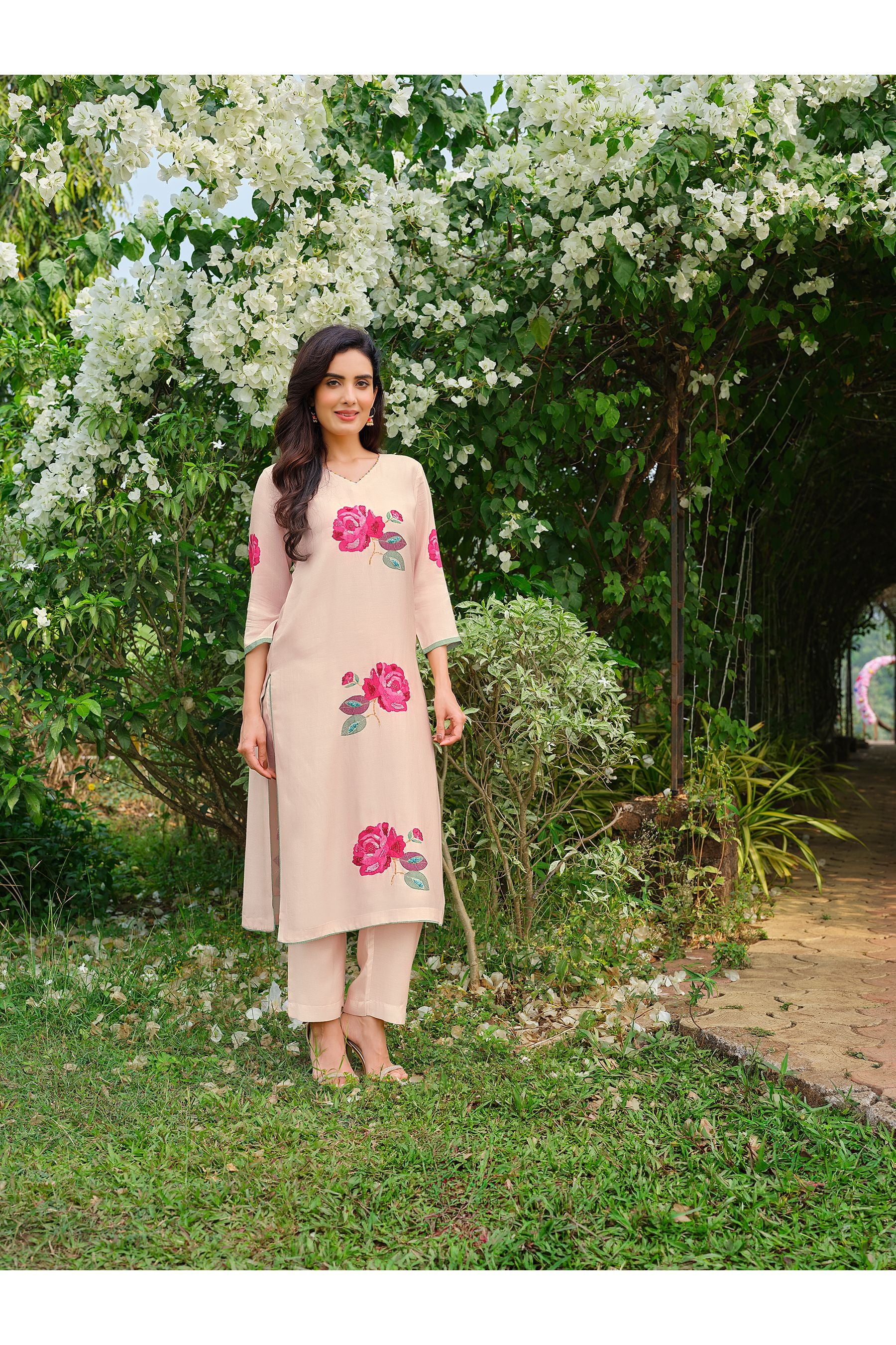 Biege printed Kurta Set