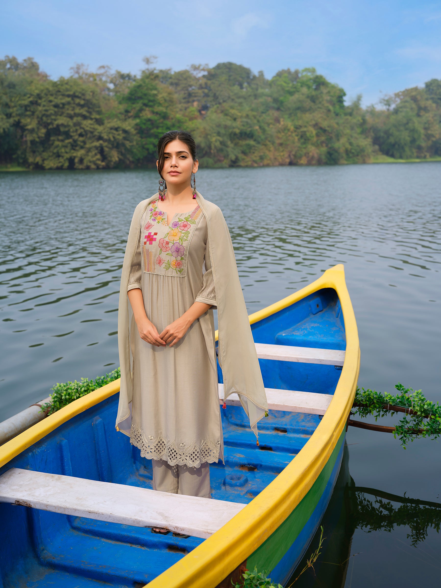 Beige Floral Salwar Set