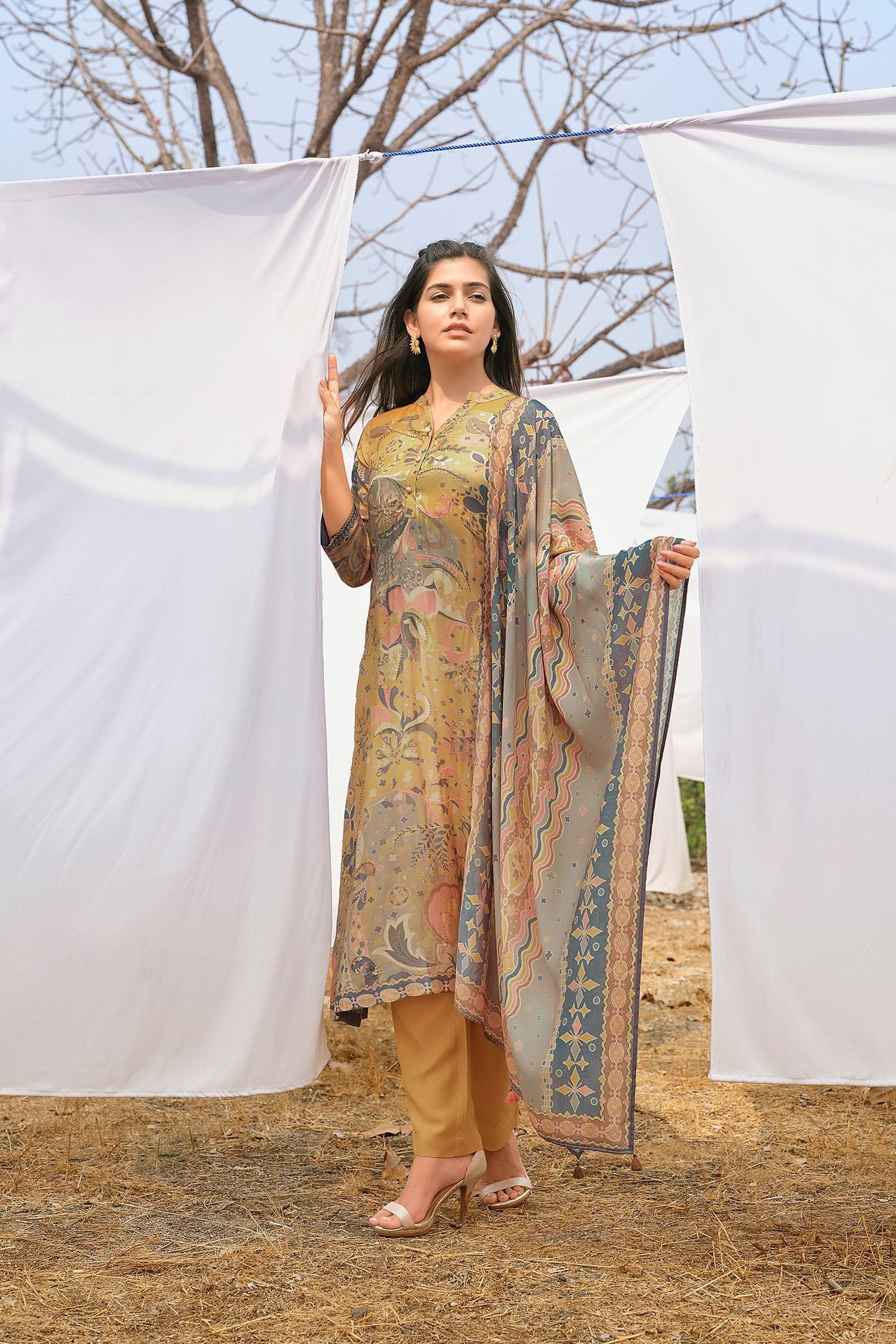 Mustard Printed Salwar Set