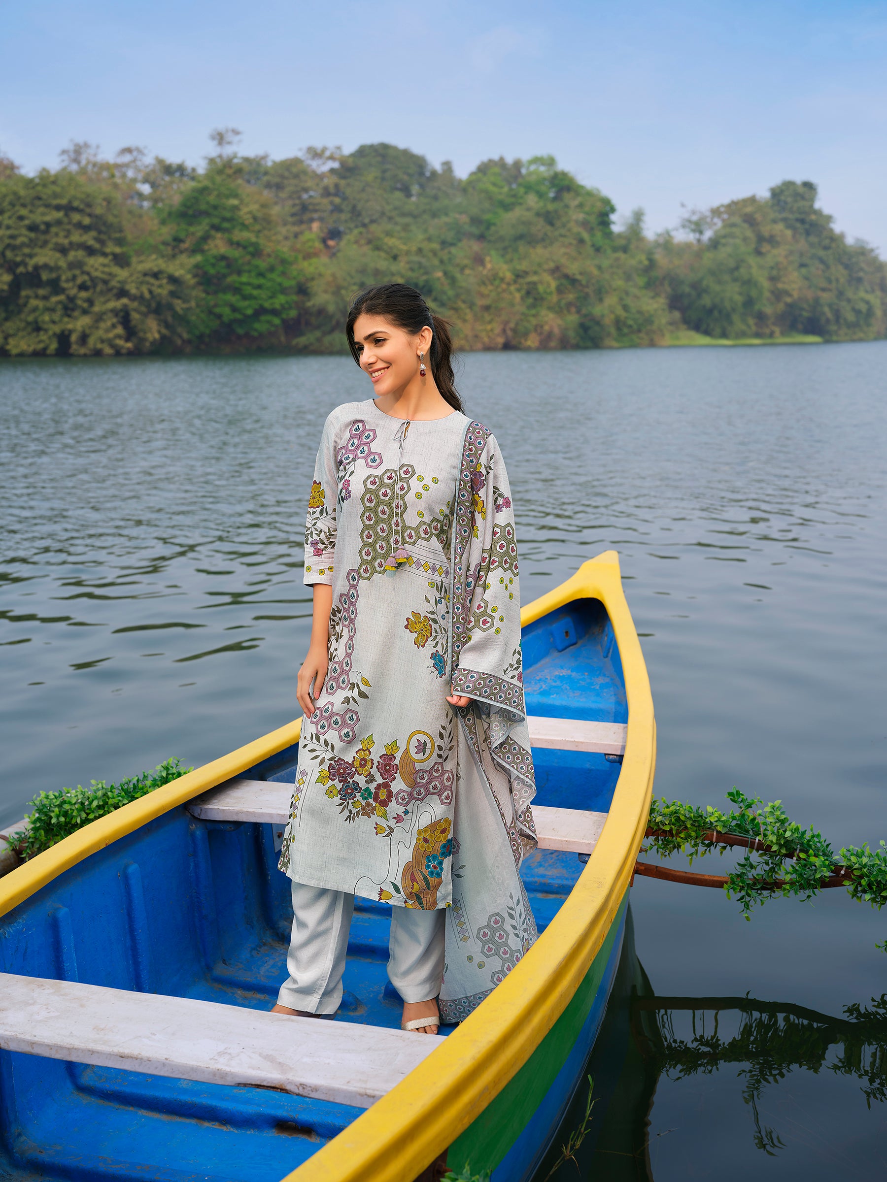 Grey Printed Salwar Set