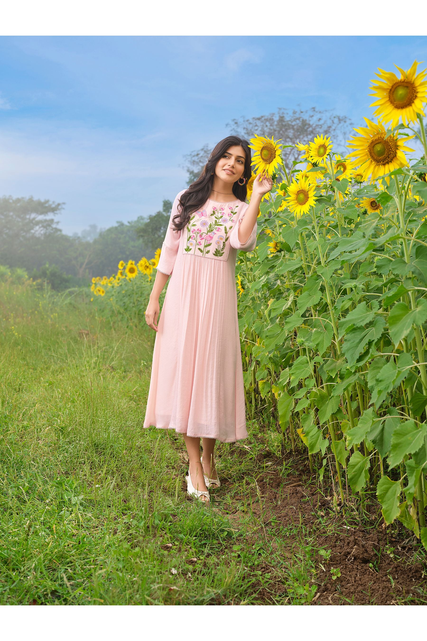 Pink Embroidered Dress
