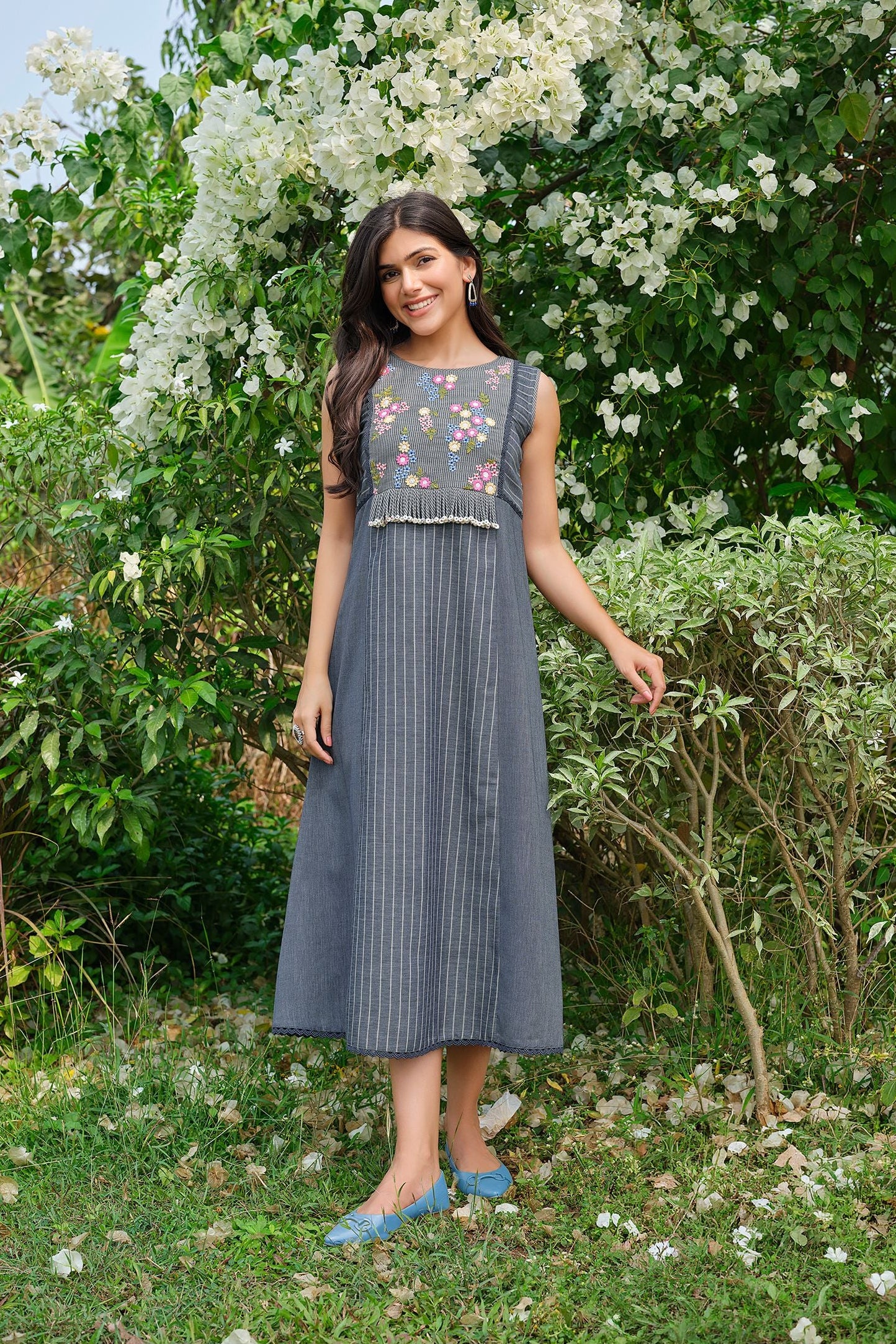 Blue Embroidered Dress