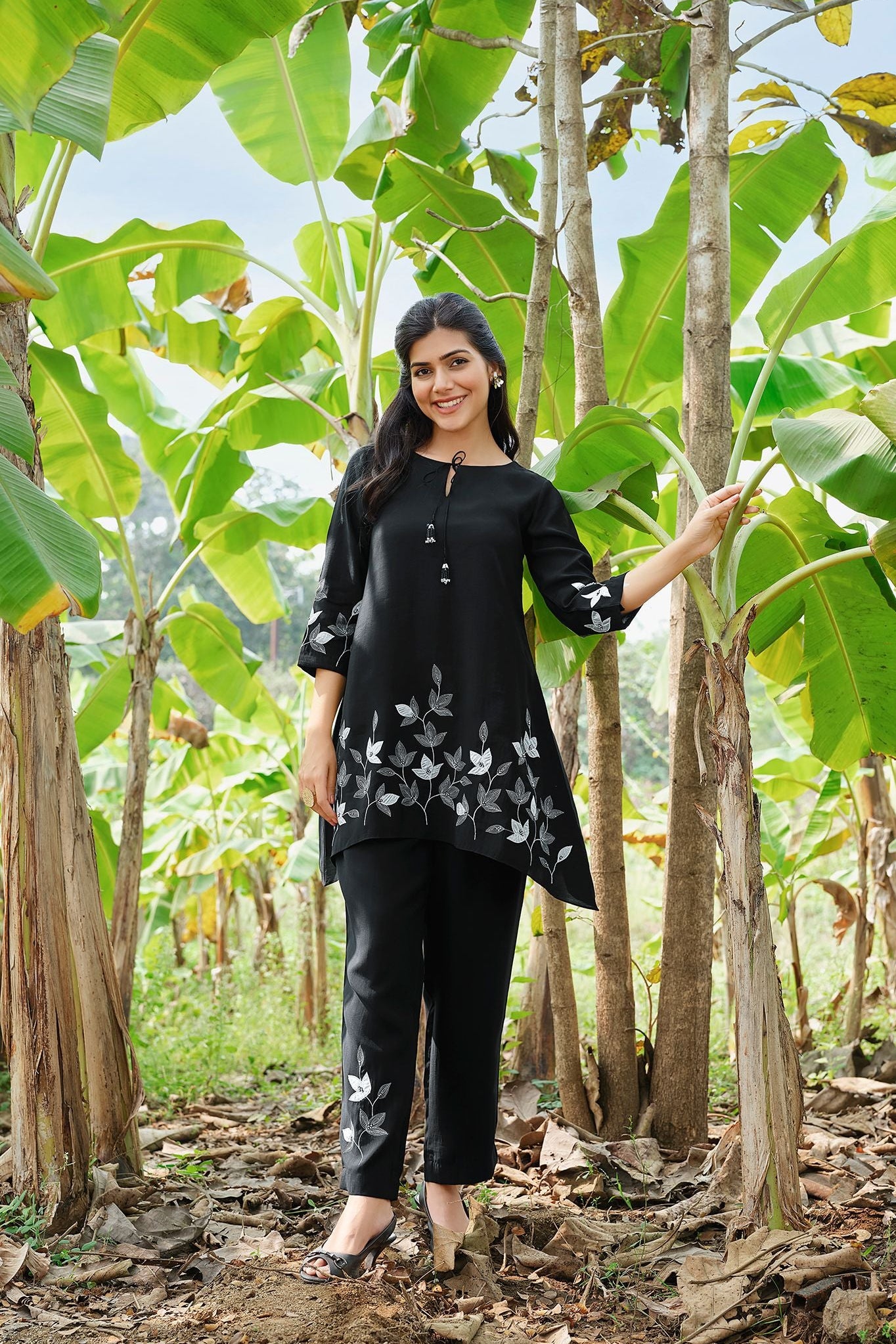 Black Embroidered Co-ord Set
