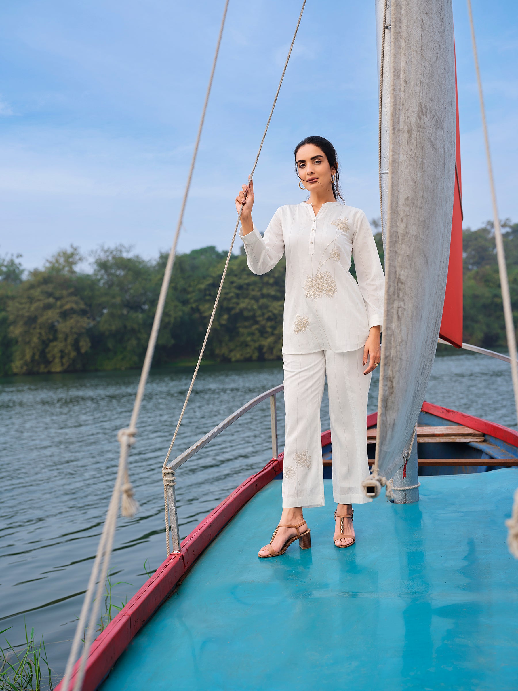 White Embroidered Co-ord Set