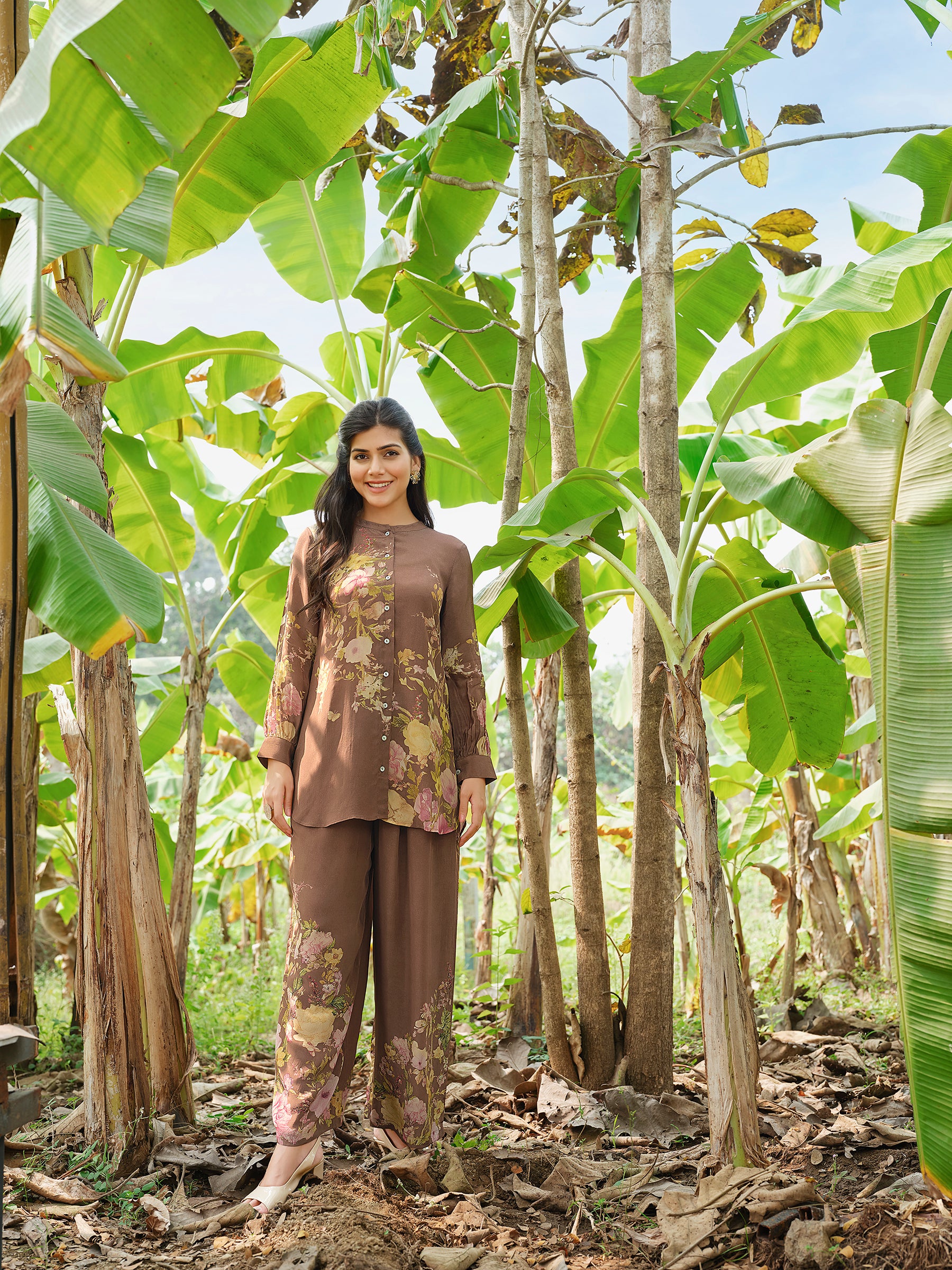 Brown Floral Printed Co-ord Set