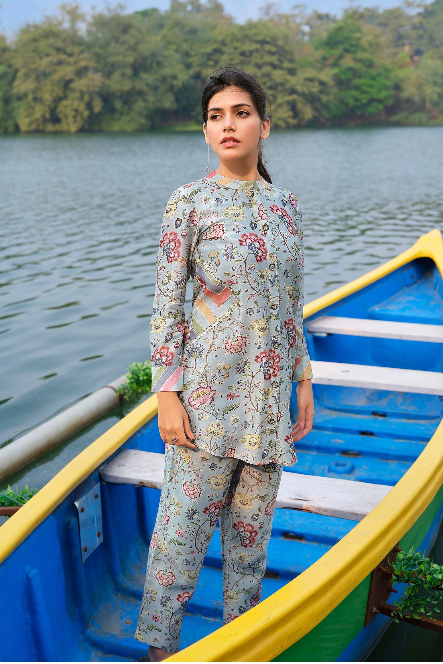Blue Floral Printed Co-ord Set