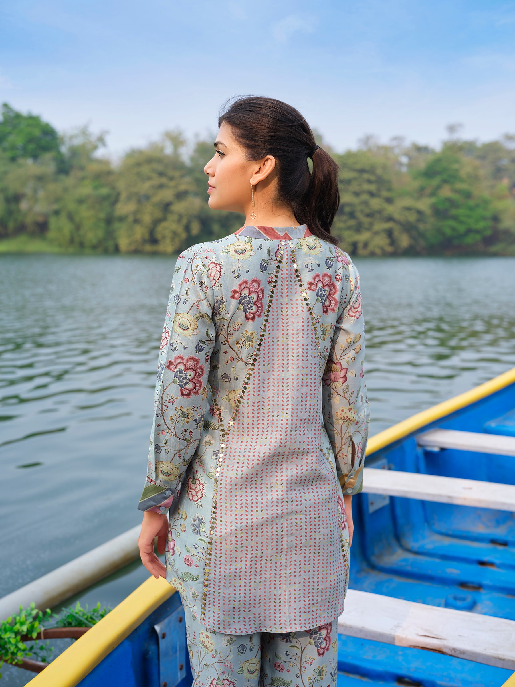 Blue Floral Printed Co-ord Set