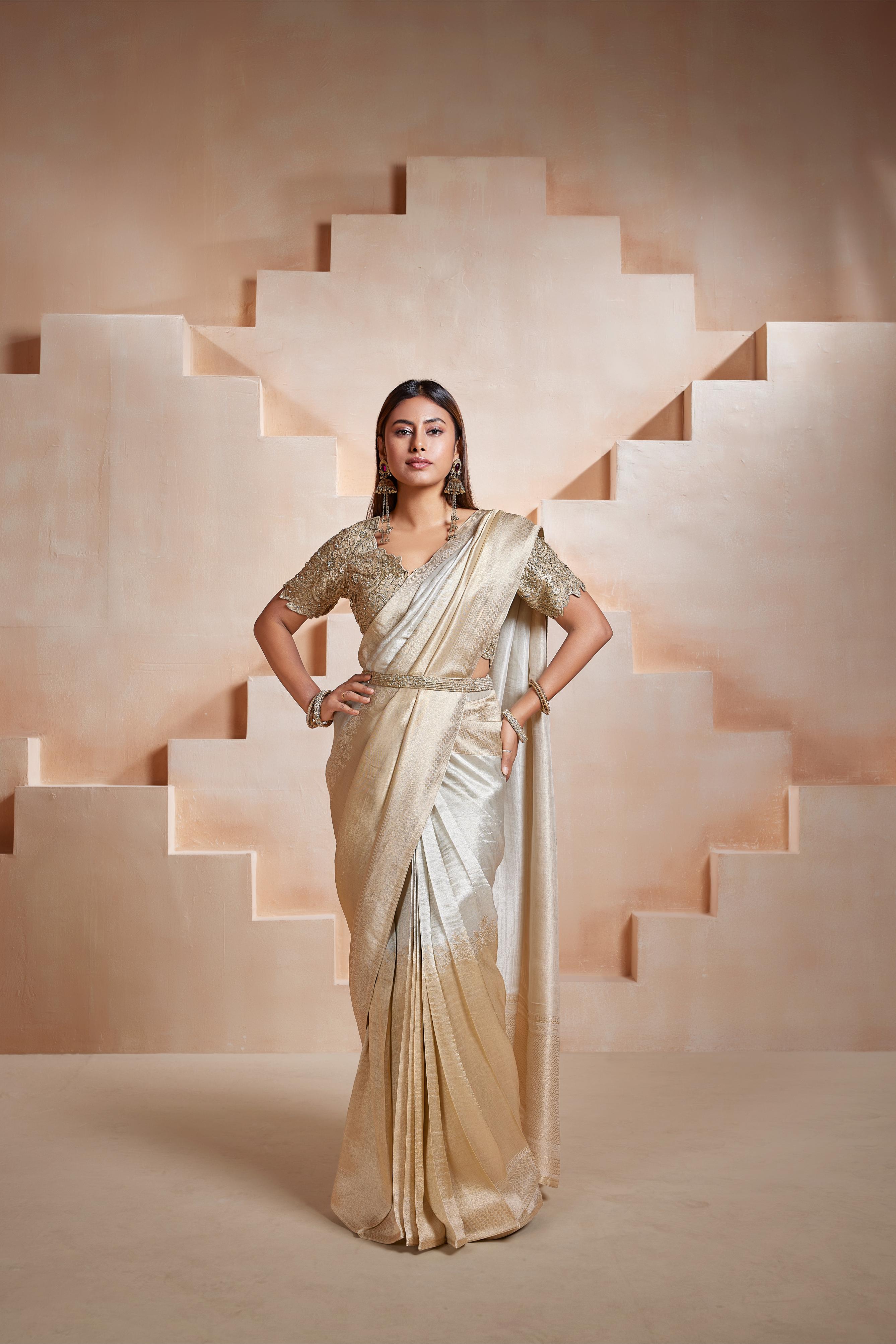 Champagne Gold Tissue Saree