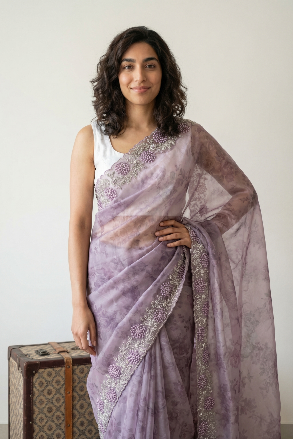 Purple Glass Tissue Saree