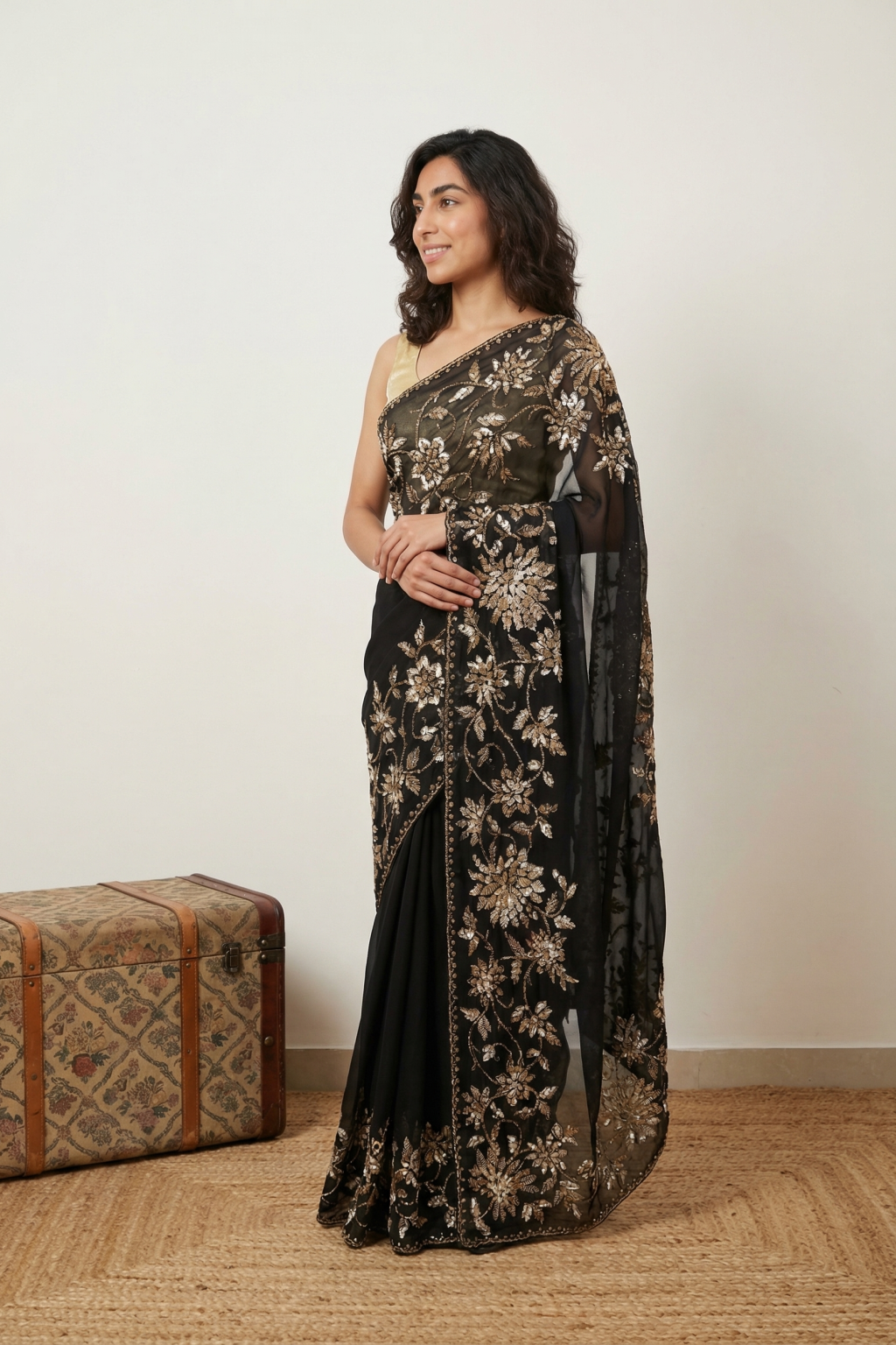 Black Organza Saree