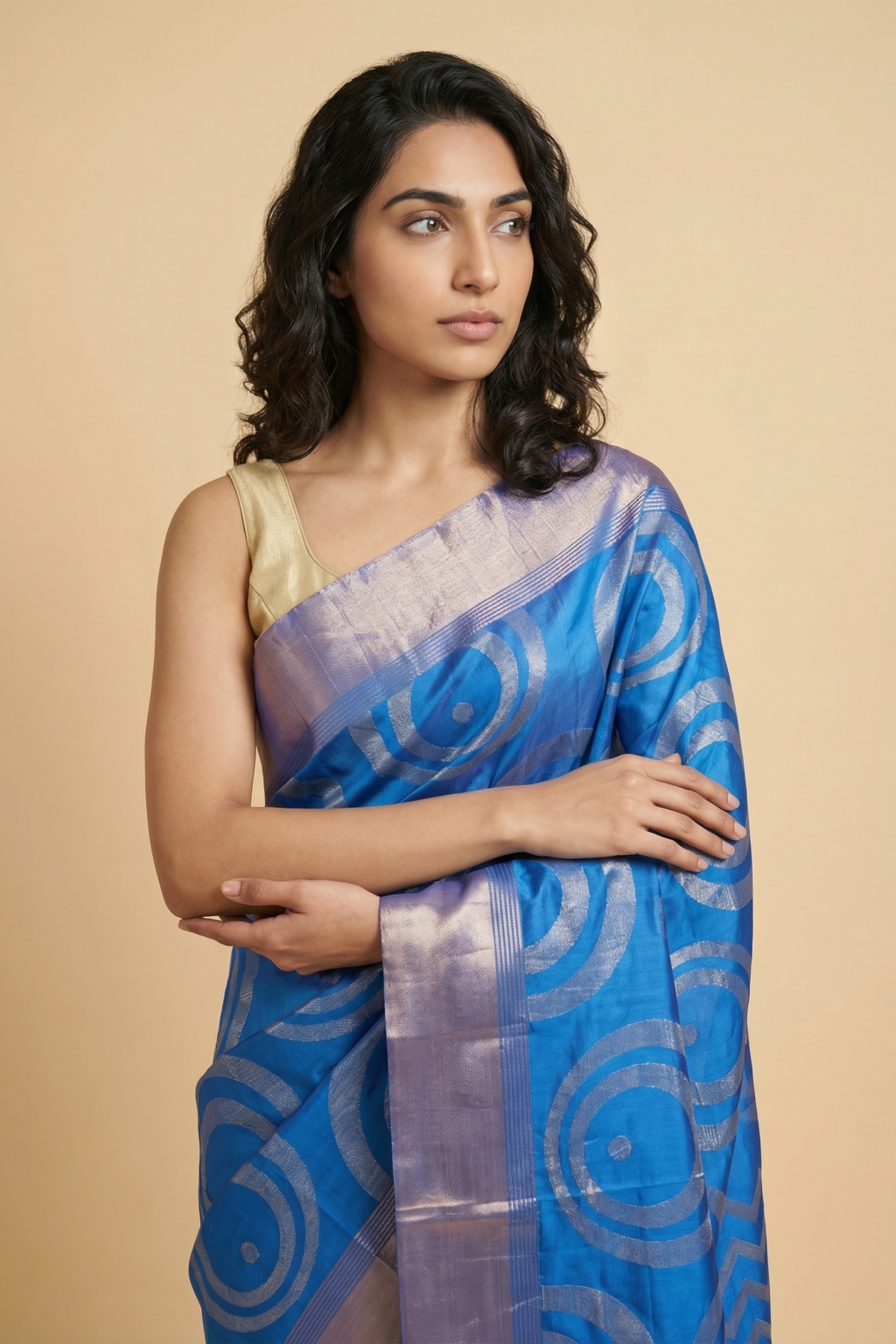 Royal Blue Soft Silk Saree with Circular Zari Butta & Elegant Zari Border