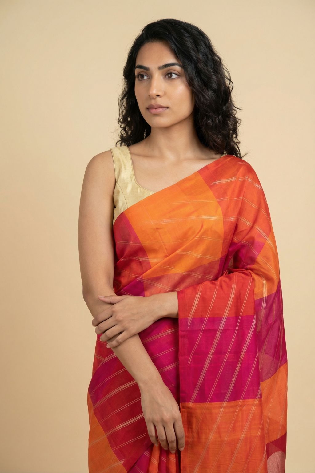 Multicolor Soft Silk Saree with Zari Stripes